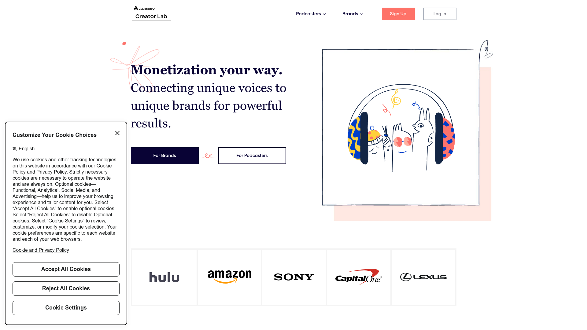Audacy Creator Lab Marketplace Landing Page
