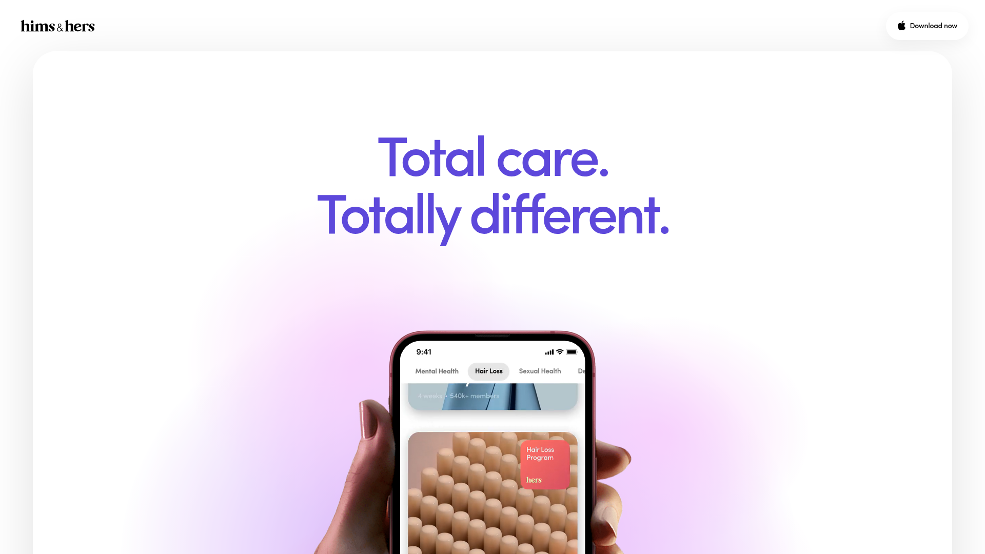 Hims & Hers App Landing Page