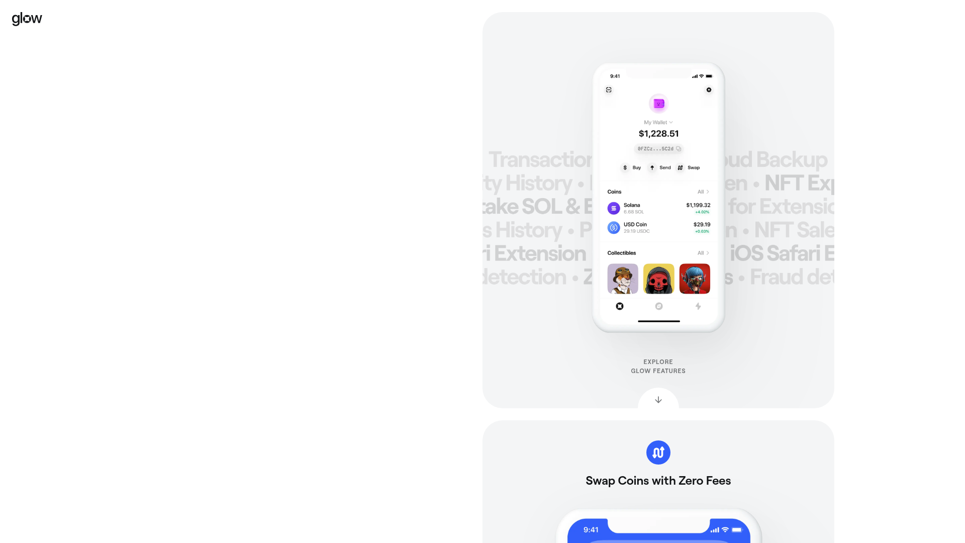 Glow App Solana Wallet Showcase