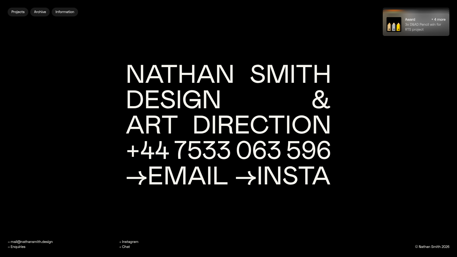 Nathan Smith Design Portfolio Homepage
