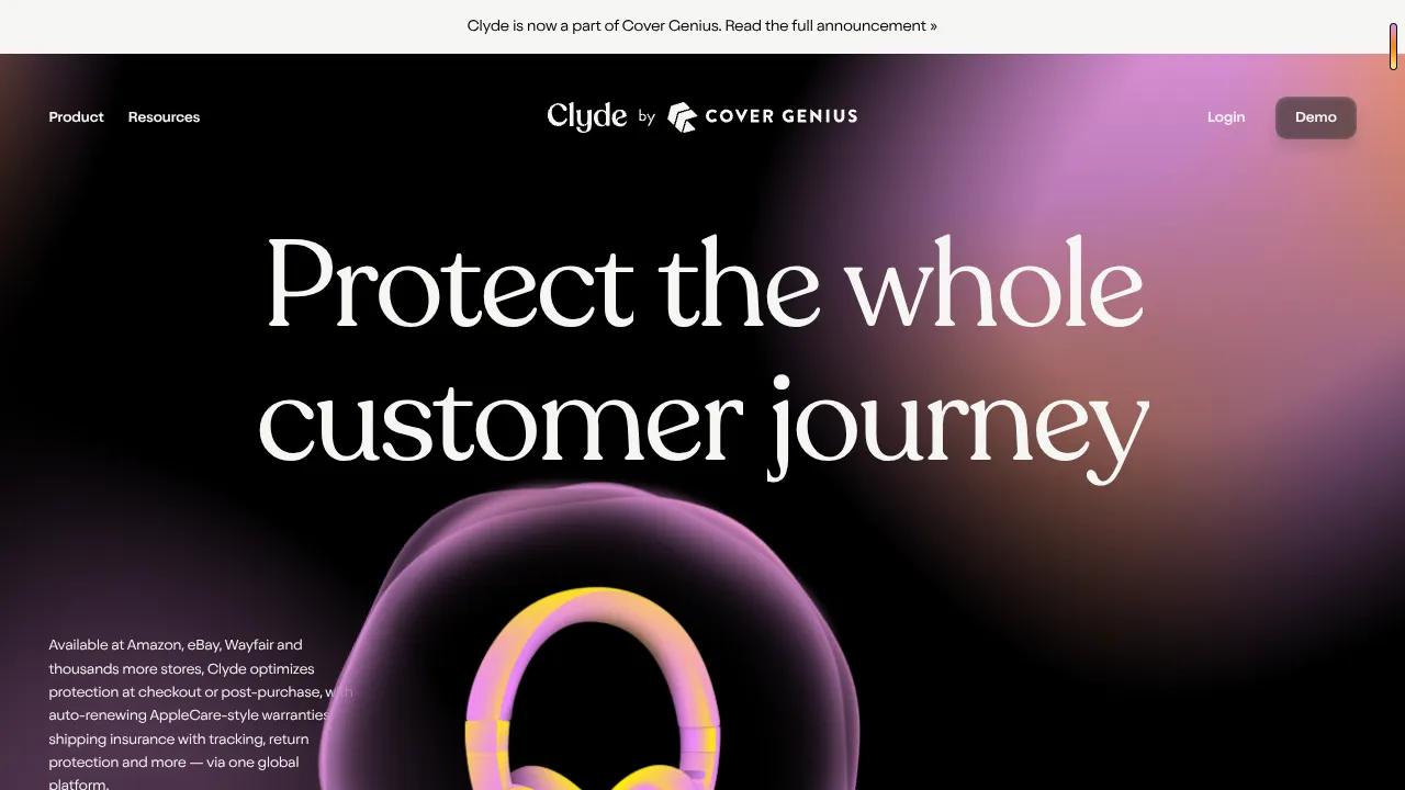 Clyde Insurance Landing Page with Animated Hero