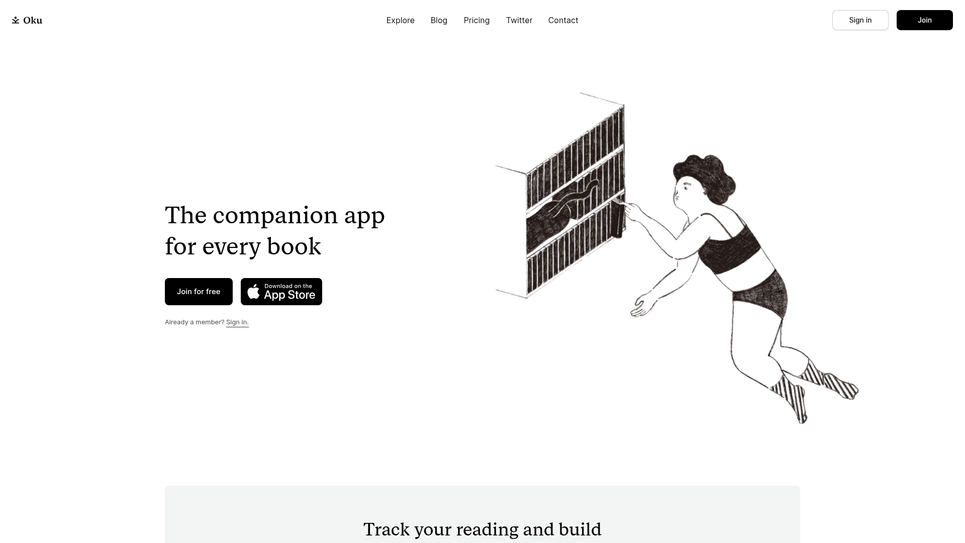 Oku Minimalist Book Tracking Landing Page
