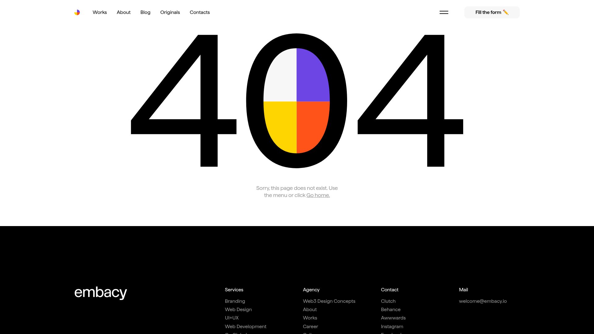 Embacy Design Agency 404 Error Page