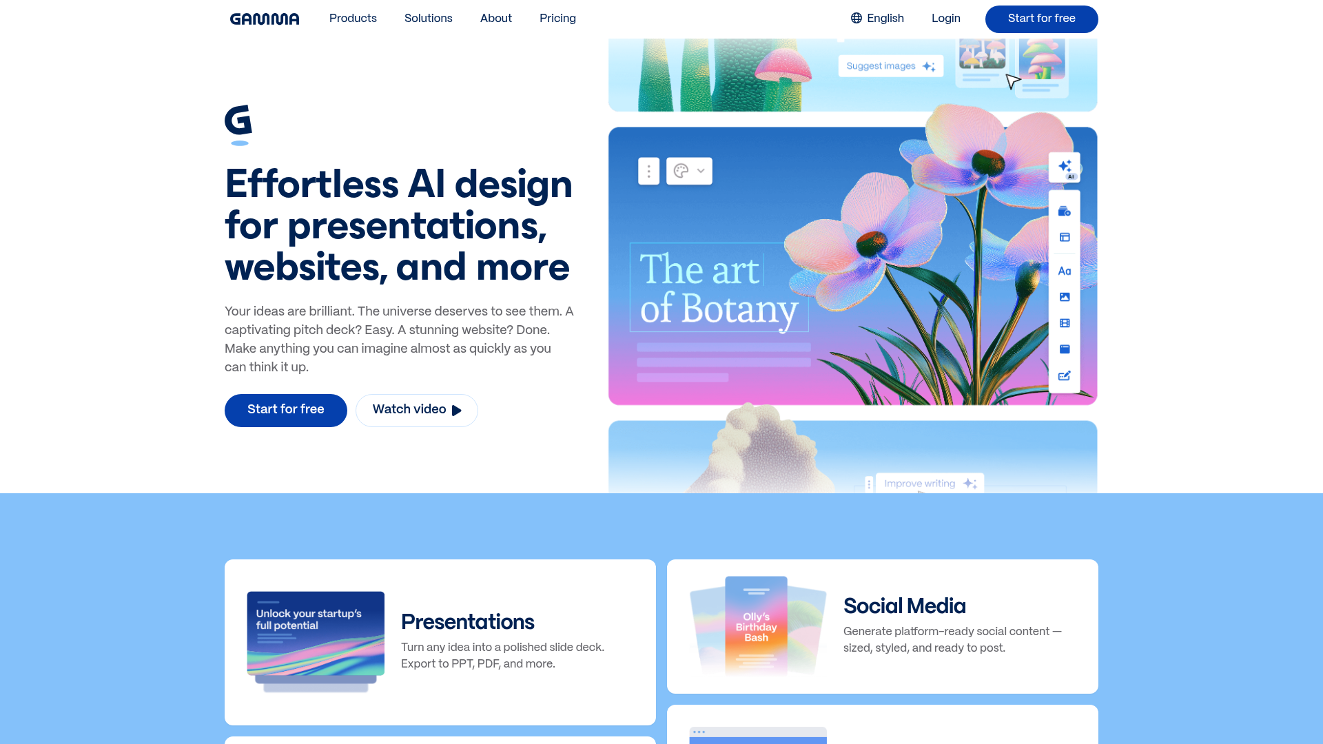 Gamma AI SaaS Landing Page
