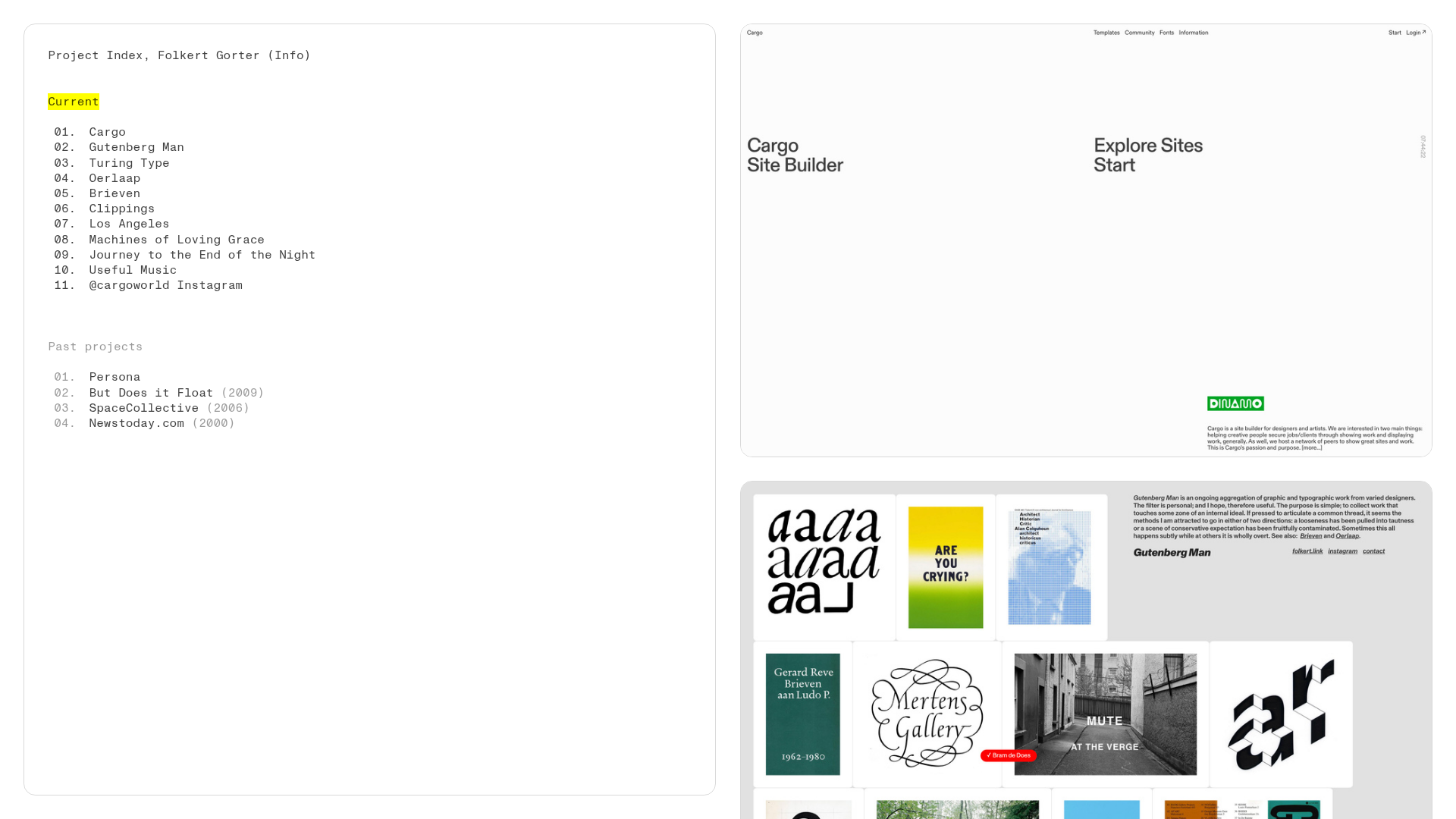 Folkert Gorter Minimalist Project Index