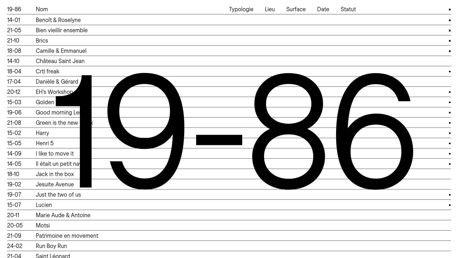 19-86 Architecture Portfolio List Layout