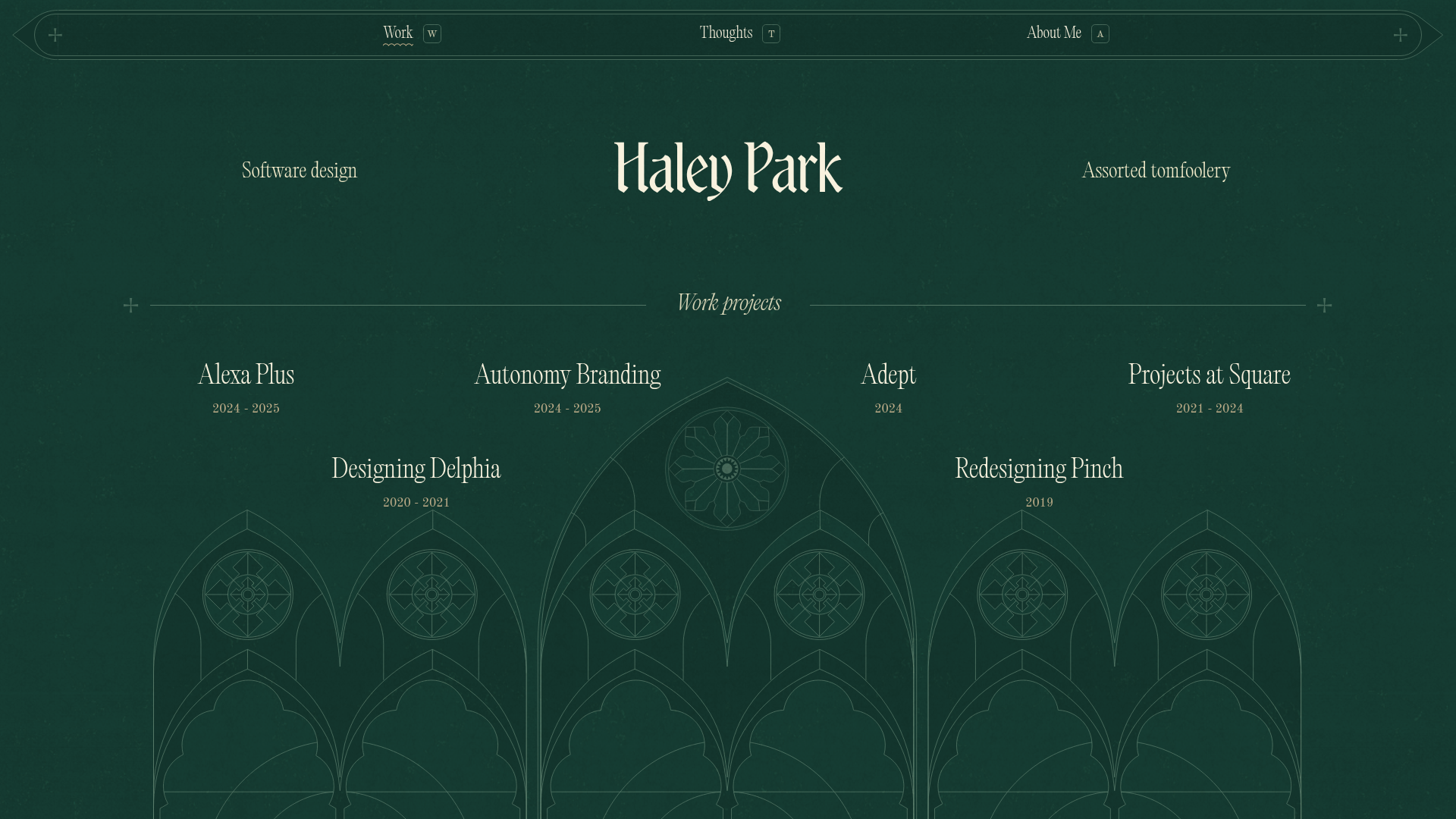 Haley Park Ornate Portfolio Landing