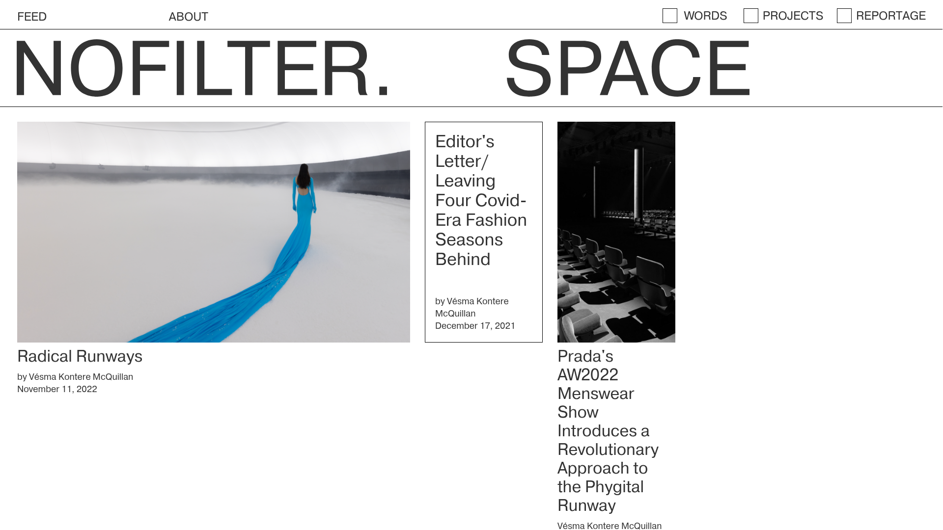 Nofilter.space Minimal Magazine Hub