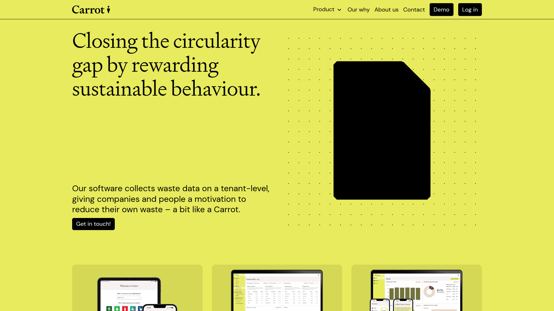 Carrot Sustainability Dashboard Landing Page