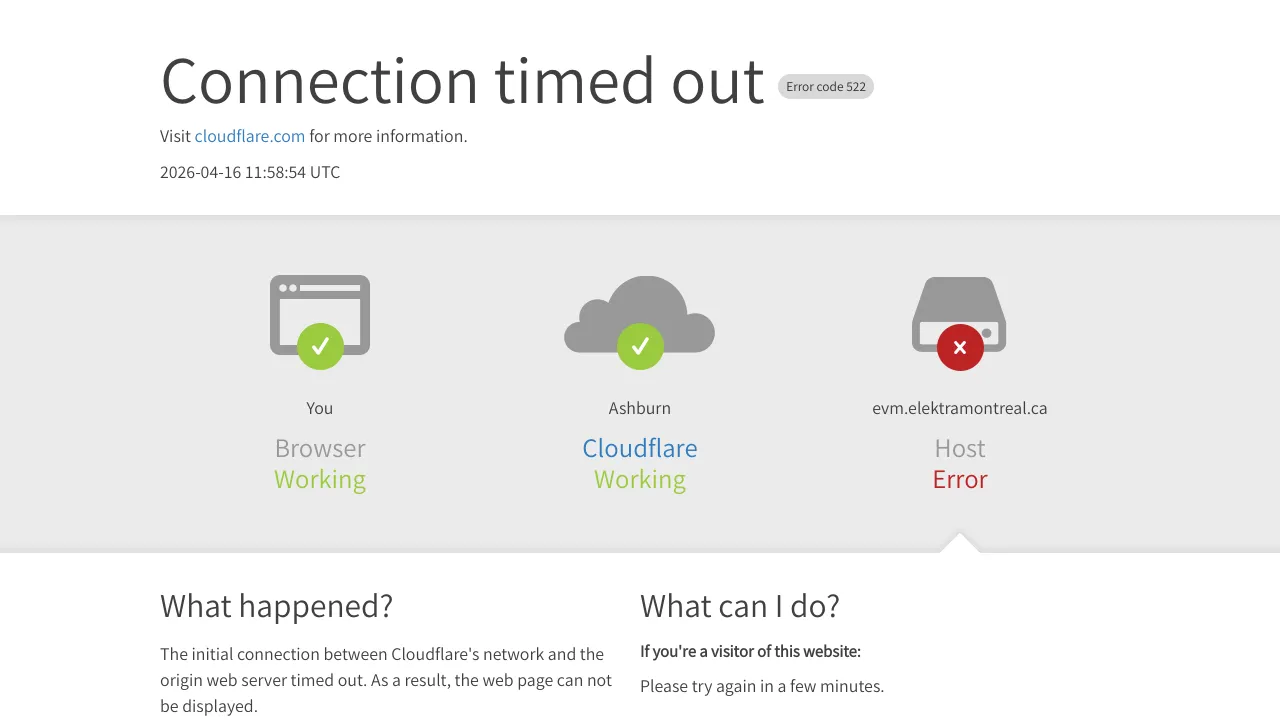 Cloudflare Connection Error Page Layout