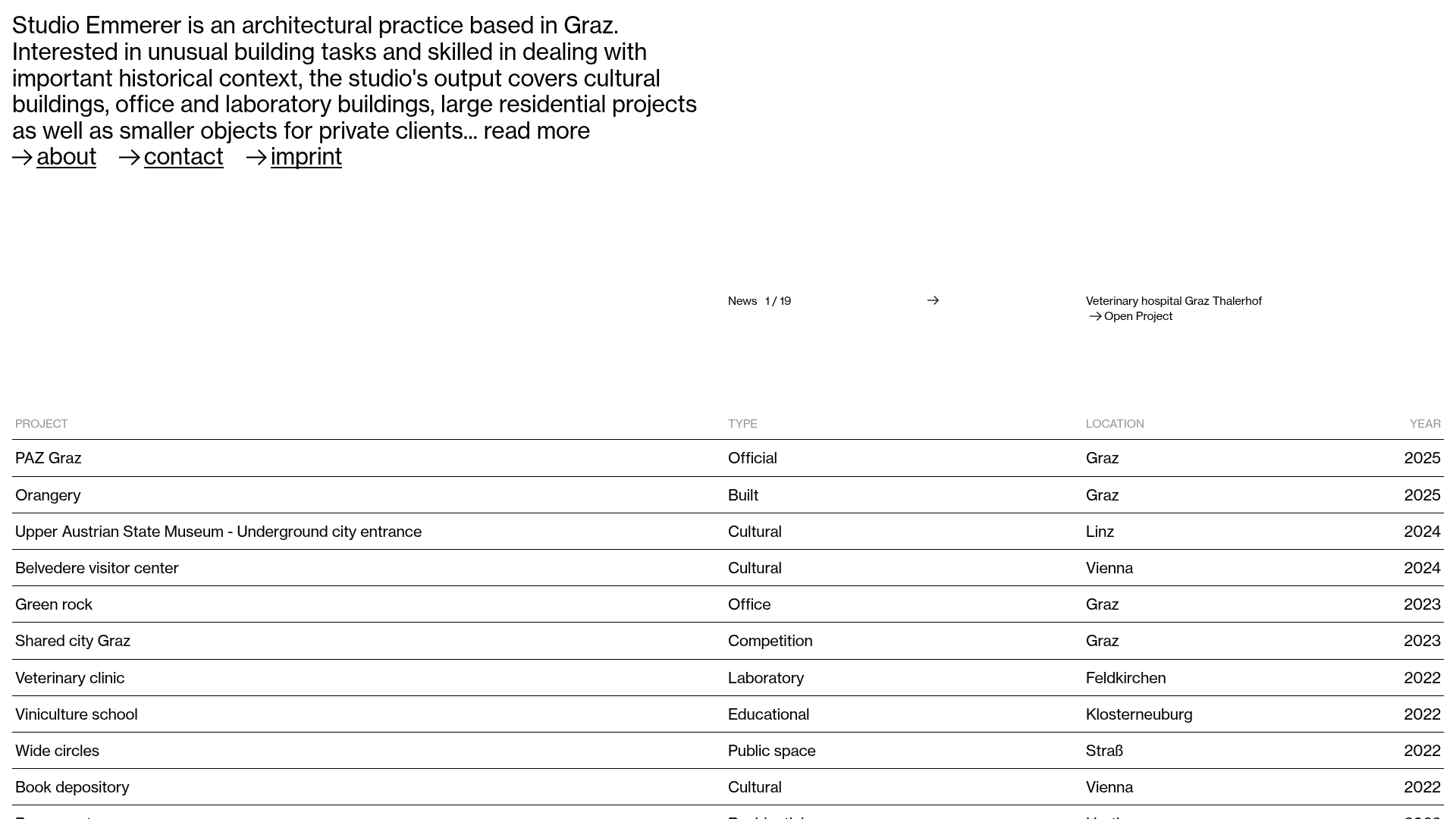 Studio Emmerer Architectural Portfolio Landing