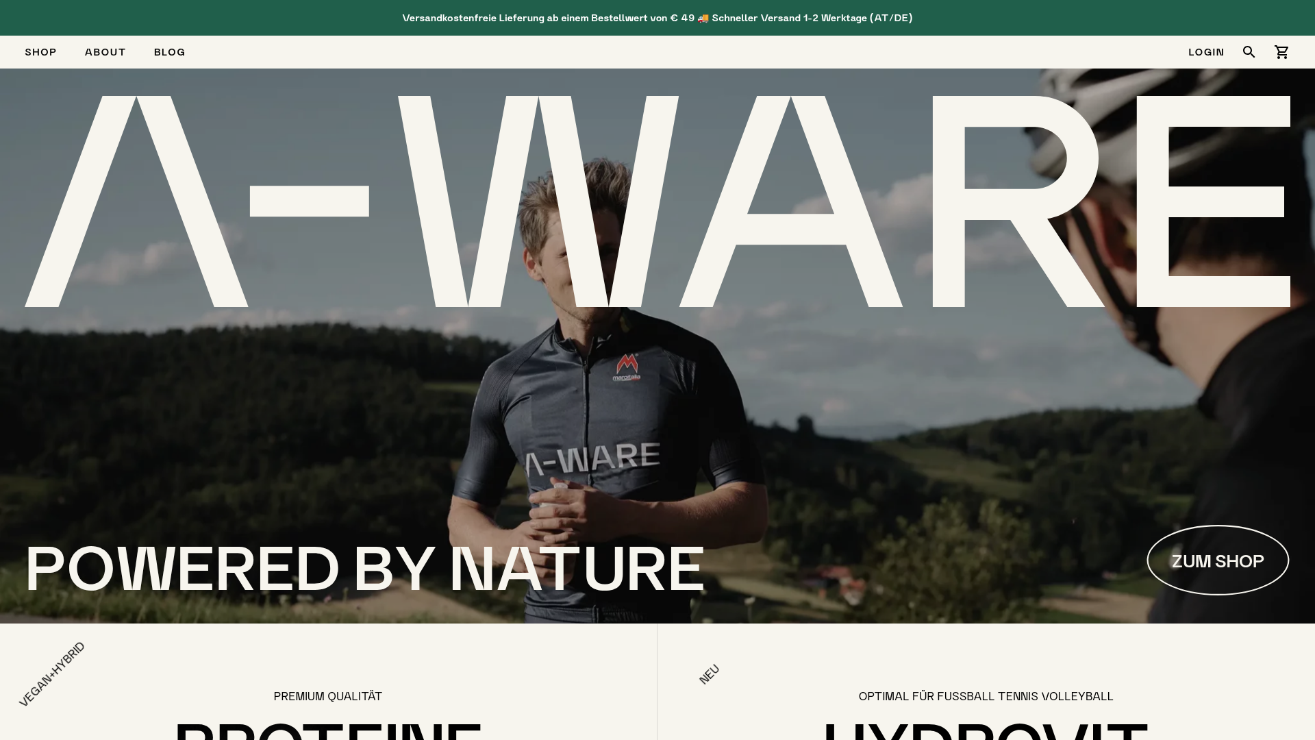 A-WARE Health Shop Landing Page