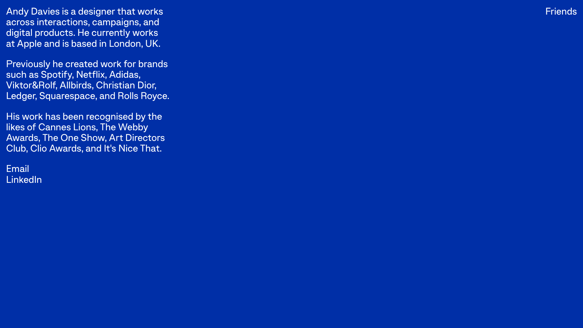 Andy Davies Minimalist Bio Landing Page