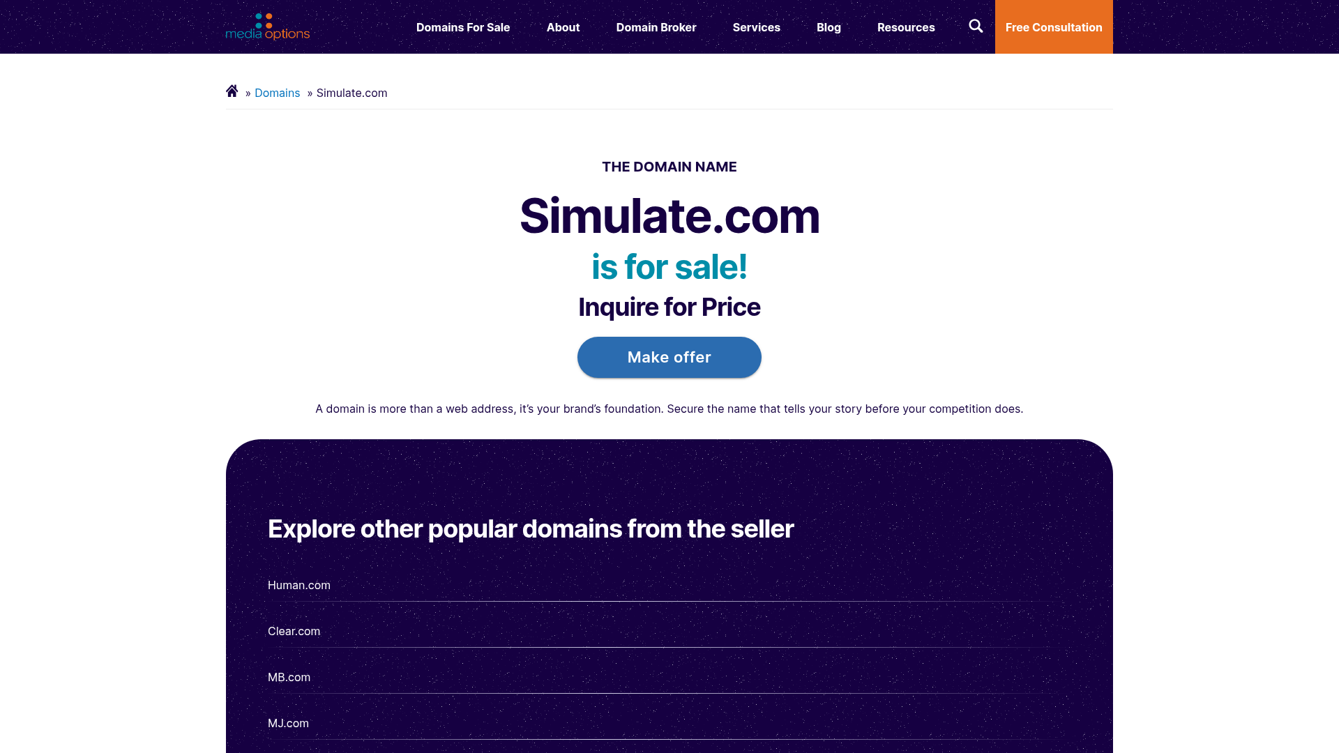 Domain For Sale Landing Page