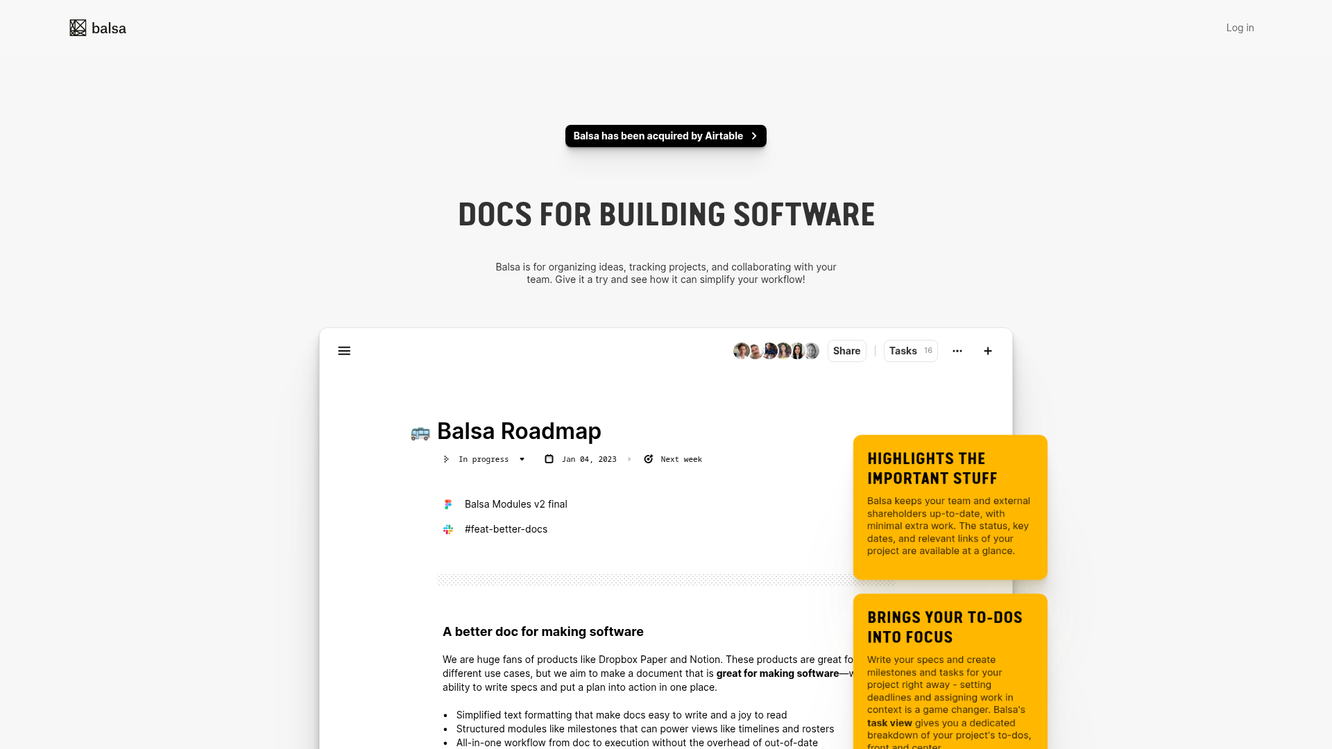 Balsa Software Documentation Landing Page