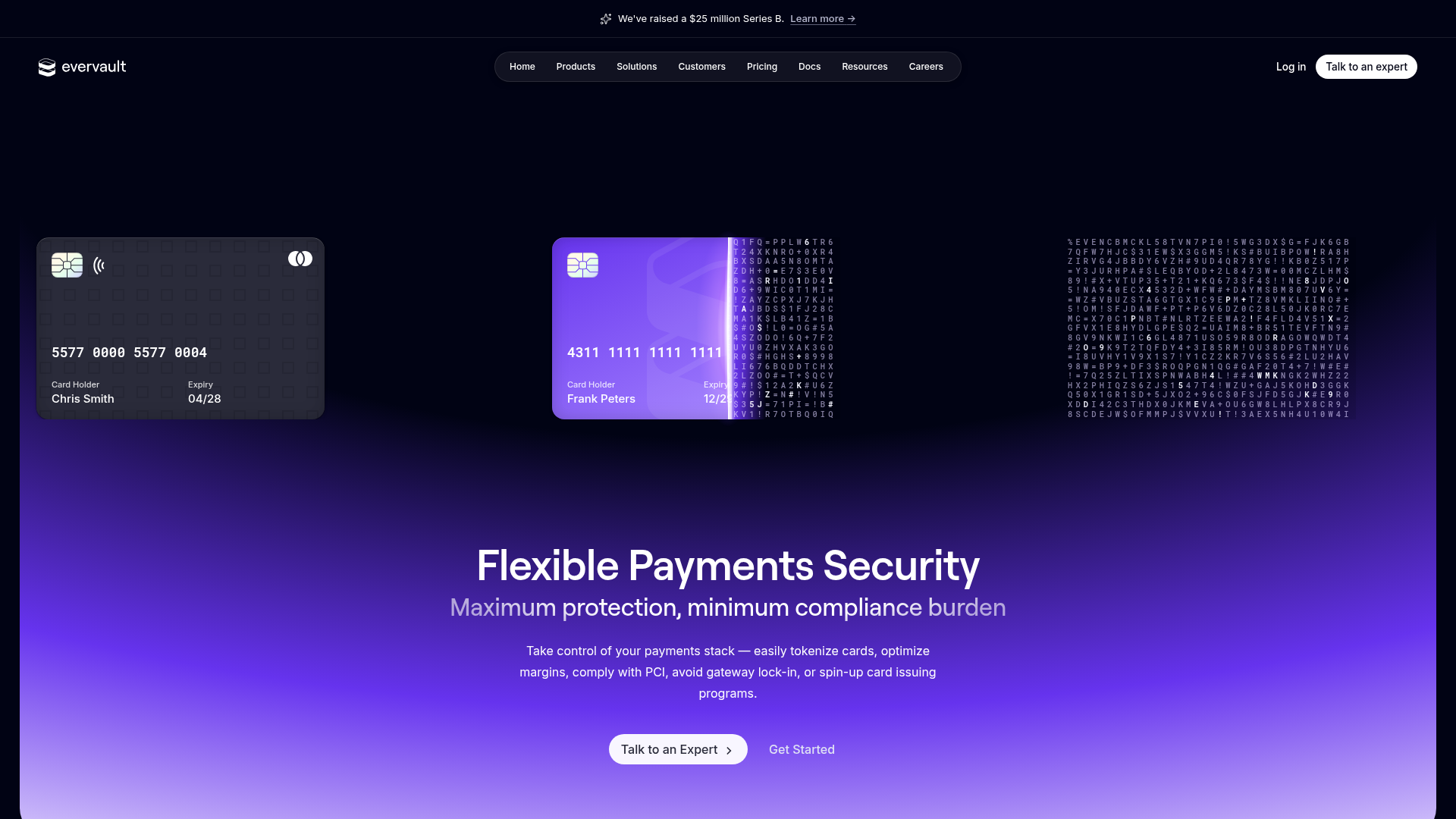 Evervault Security & Fintech Landing Page