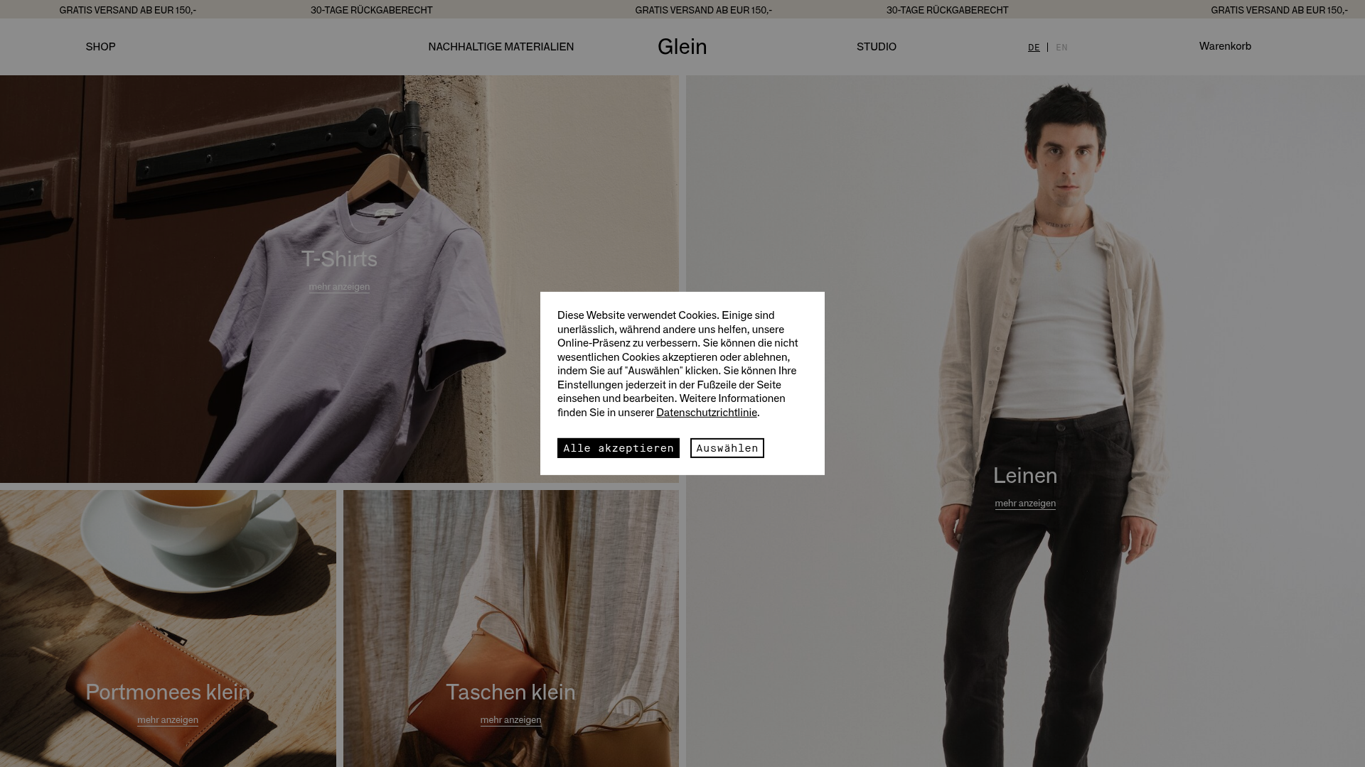 Glein Minimalistic Bento Grid eCommerce