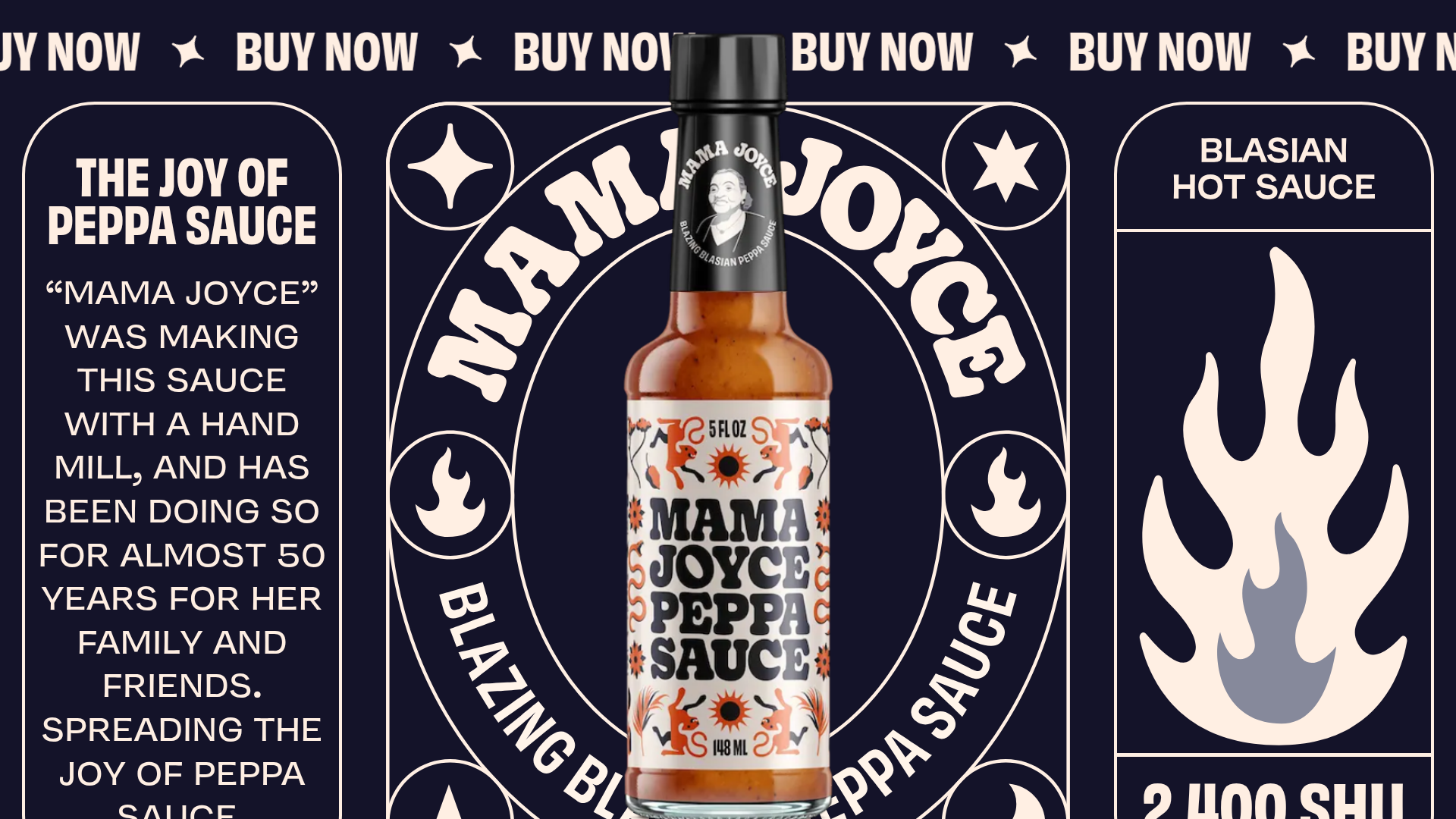 Mama Joyce Hot Sauce Landing Page