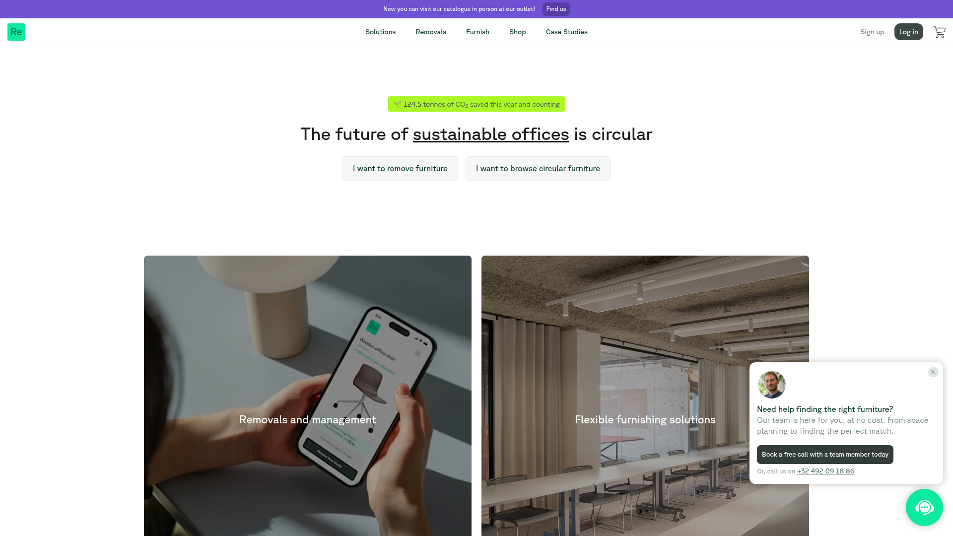 Relieve Furniture Sustainable Marketplace Landing Page