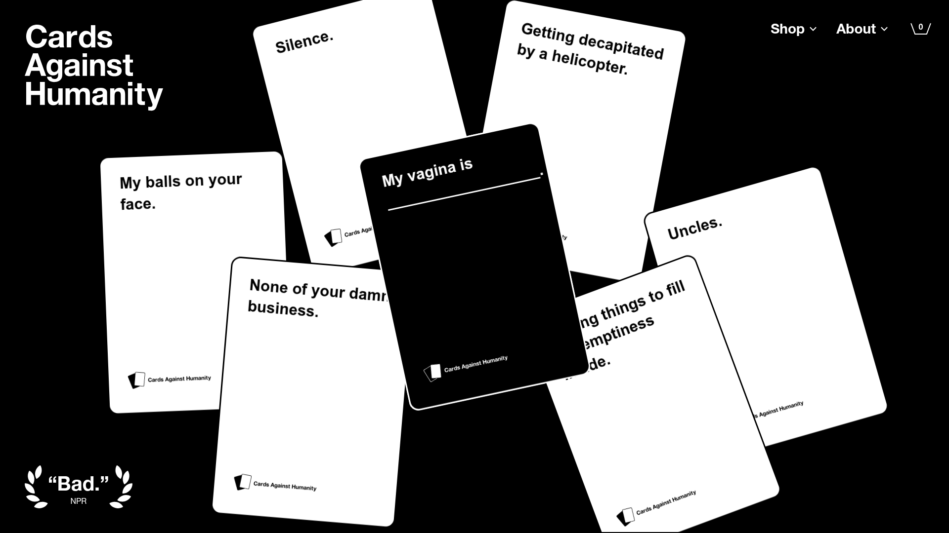 Cards Against Humanity Landing Page