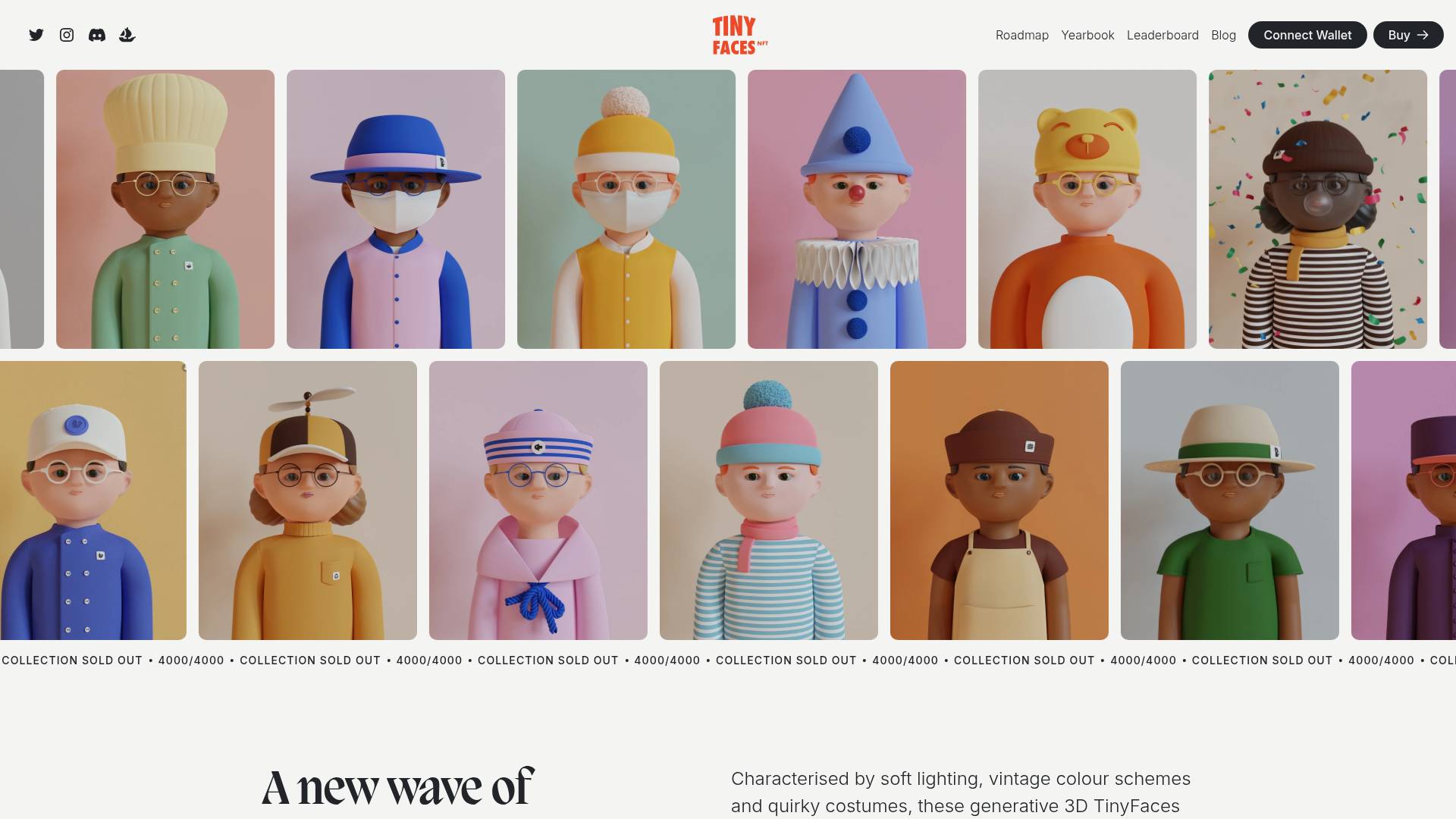 TinyFaces NFT Collection Landing Page