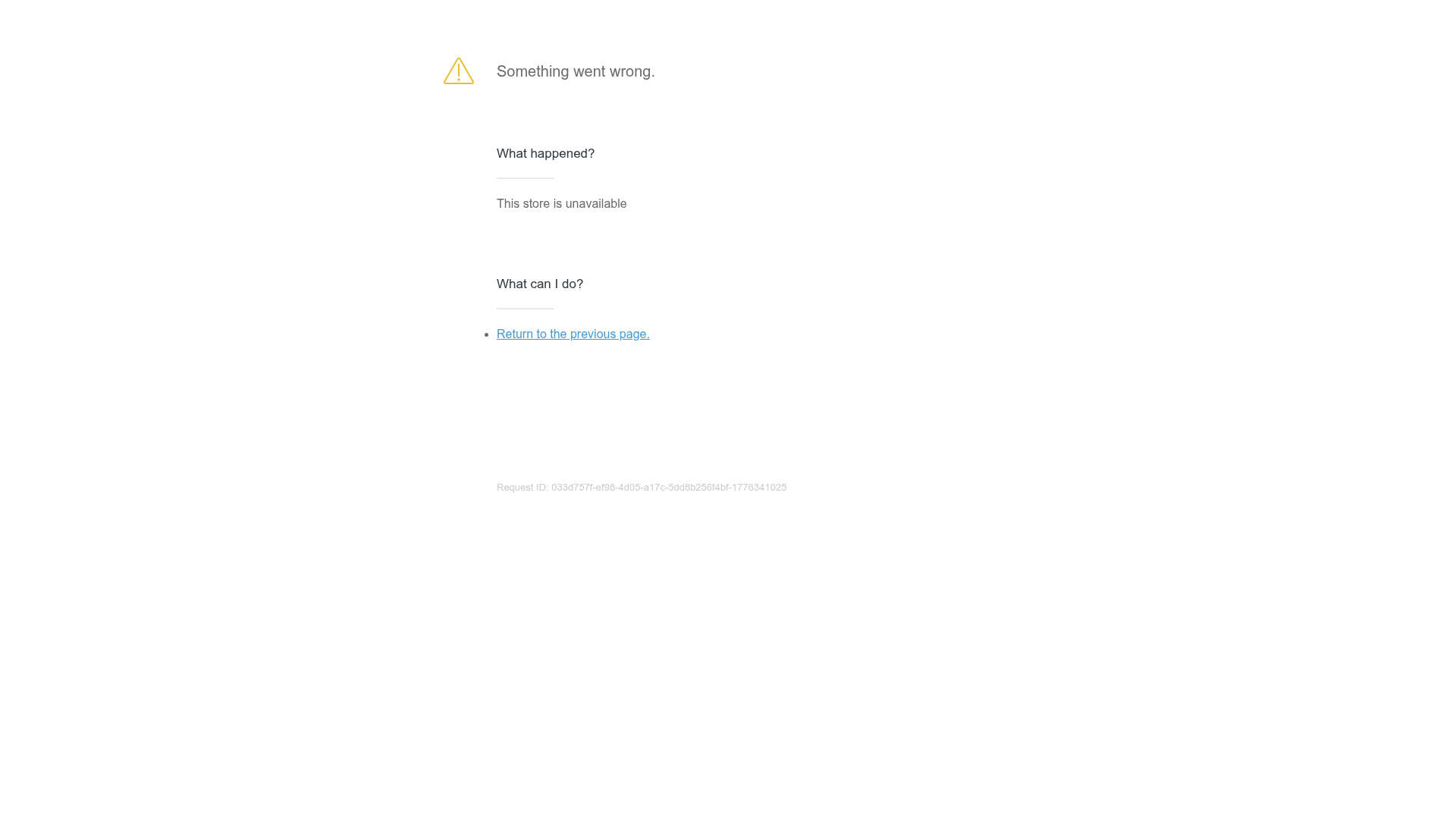 Generic Unavailable Store Error Page