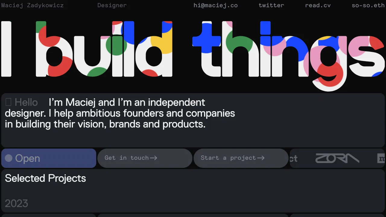 Maciej Zadykowicz Design Portfolio Concept