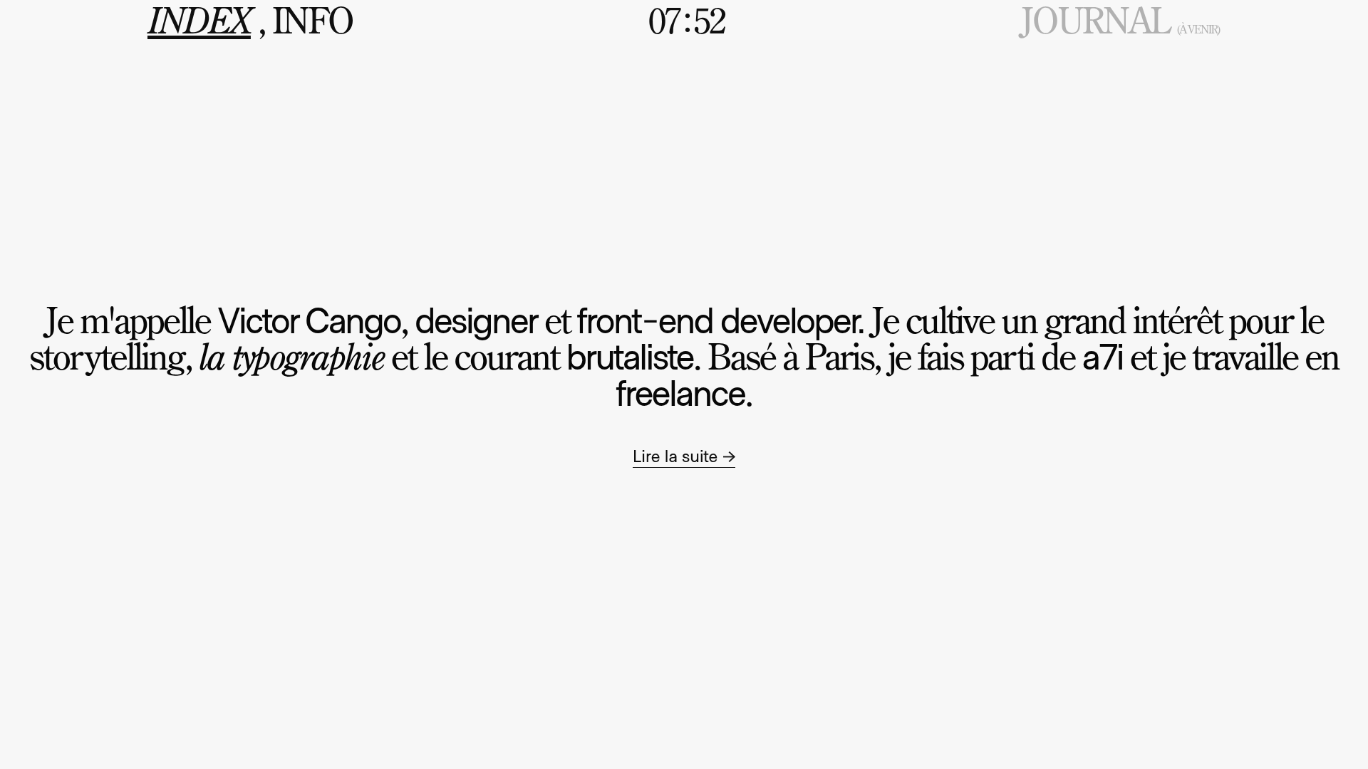 Victor Cango Brutalist Portfolio Hero