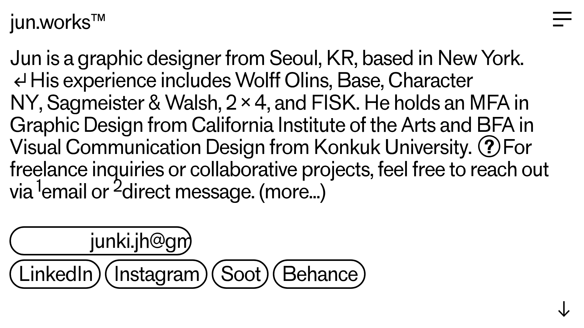 Jun Works Portfolio Landing Page