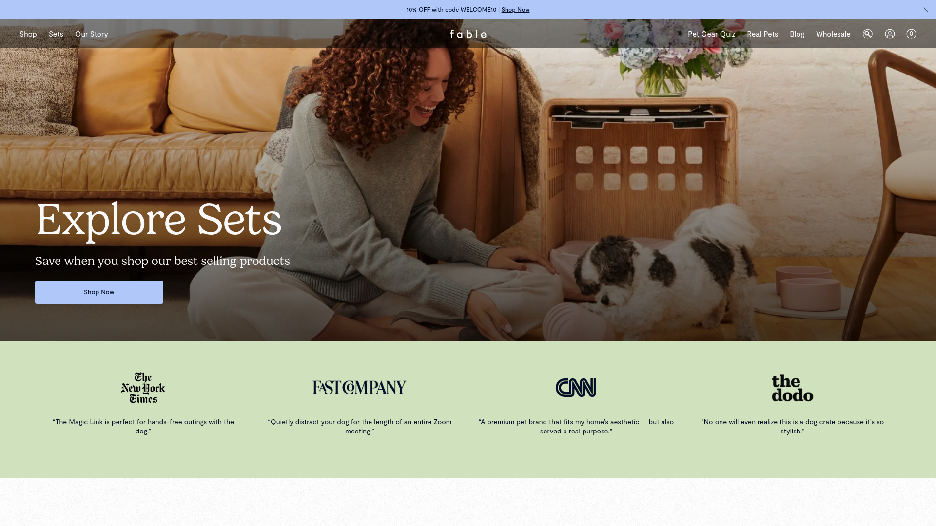 Fable Pets E-commerce Landing Page