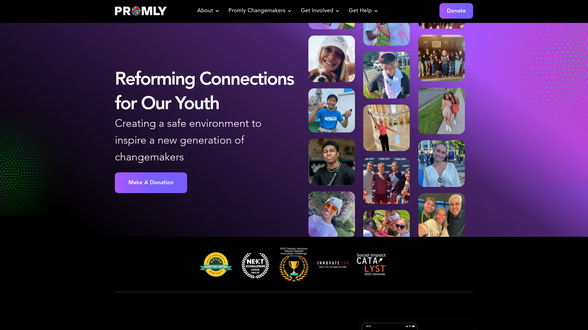 Promly Youth Platform Landing Page