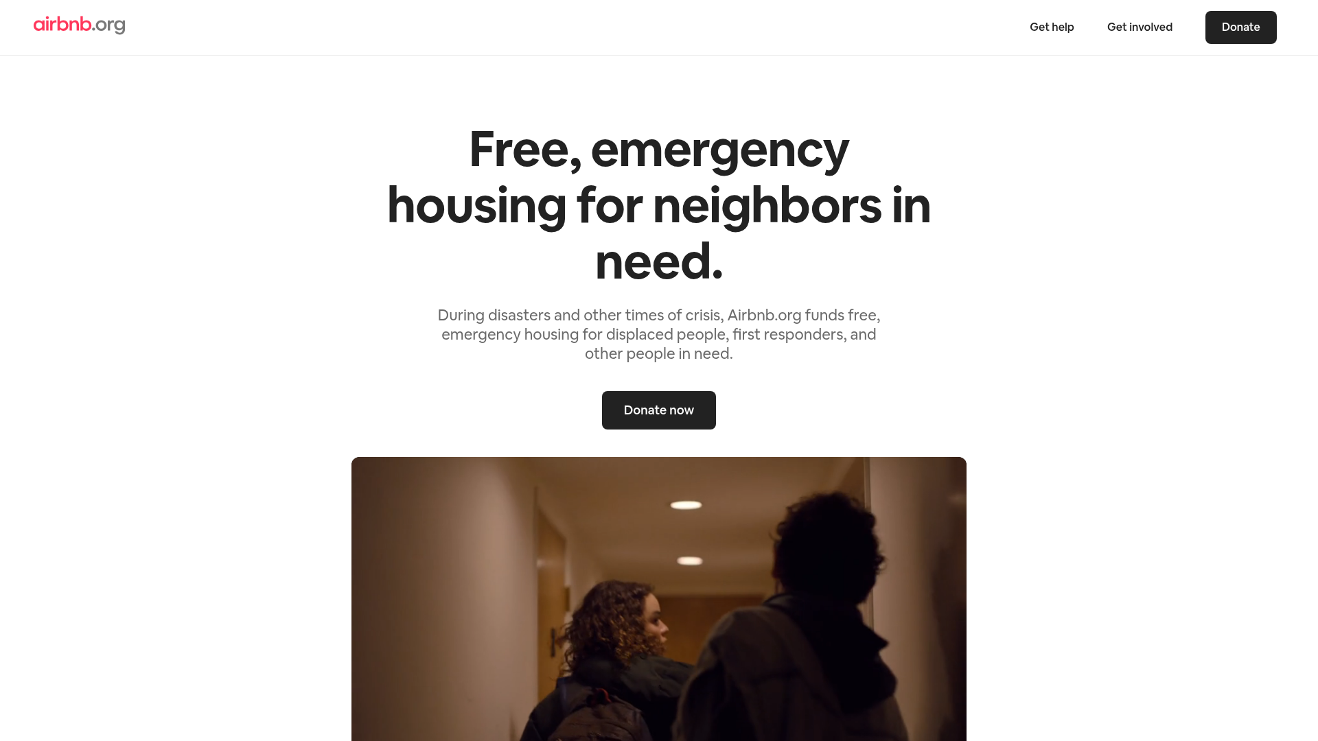 Airbnb.org Relief Housing Landing Page