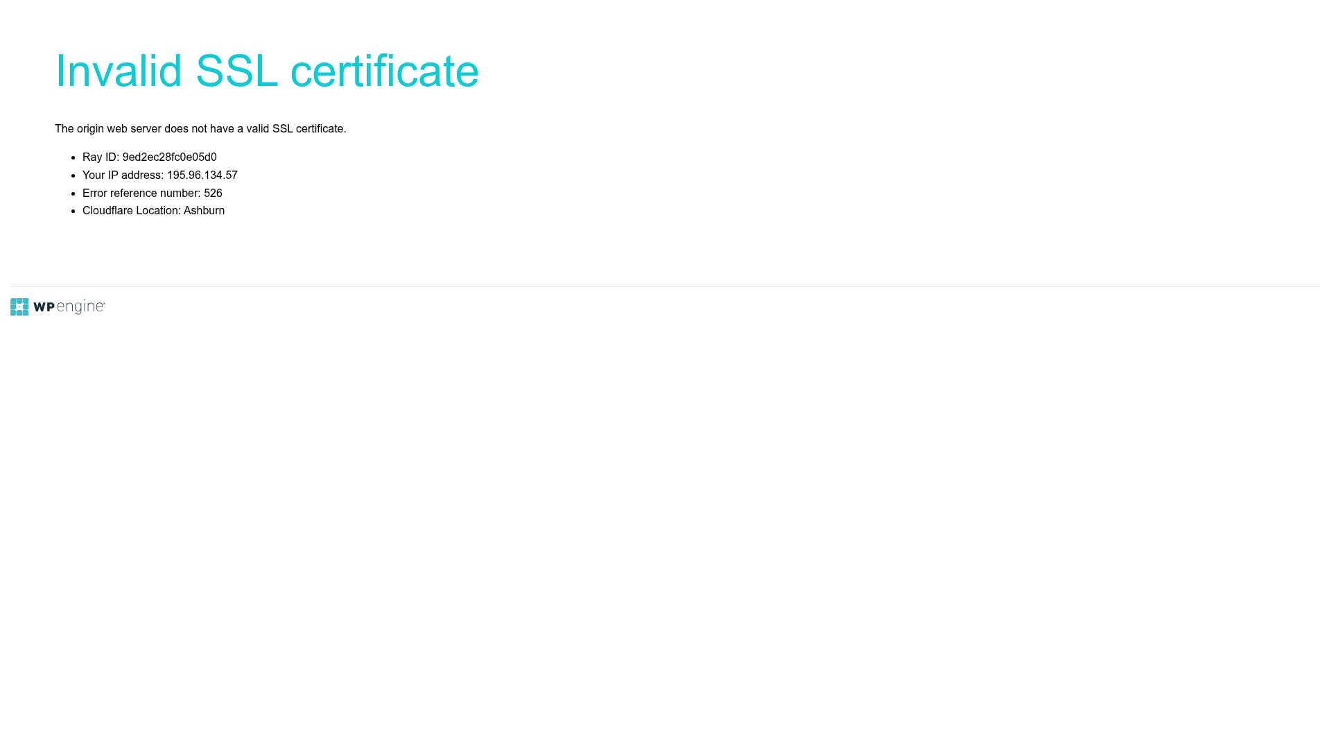 Cloudflare Invalid SSL Error Page