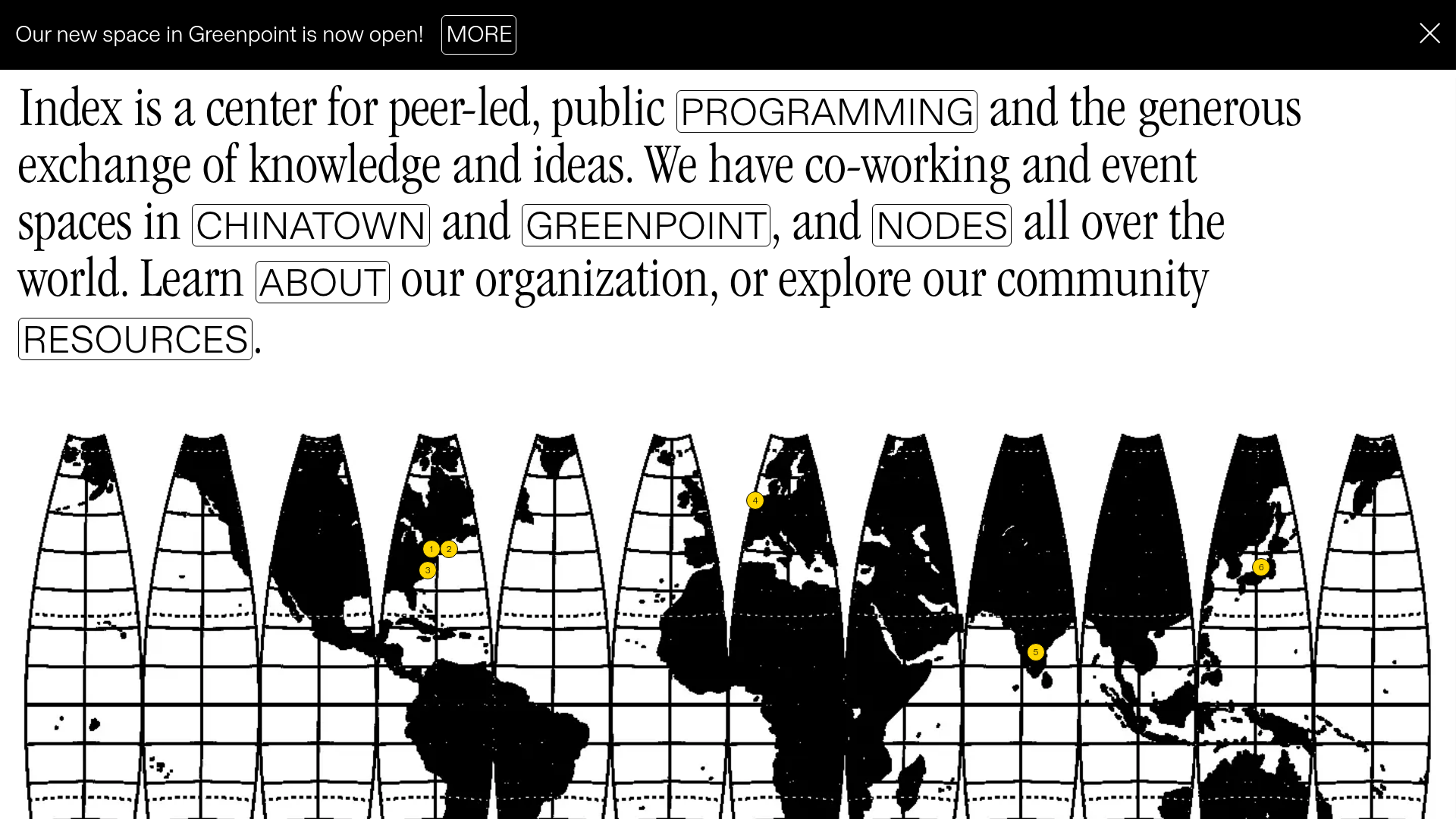 Index Community Space Landing Page