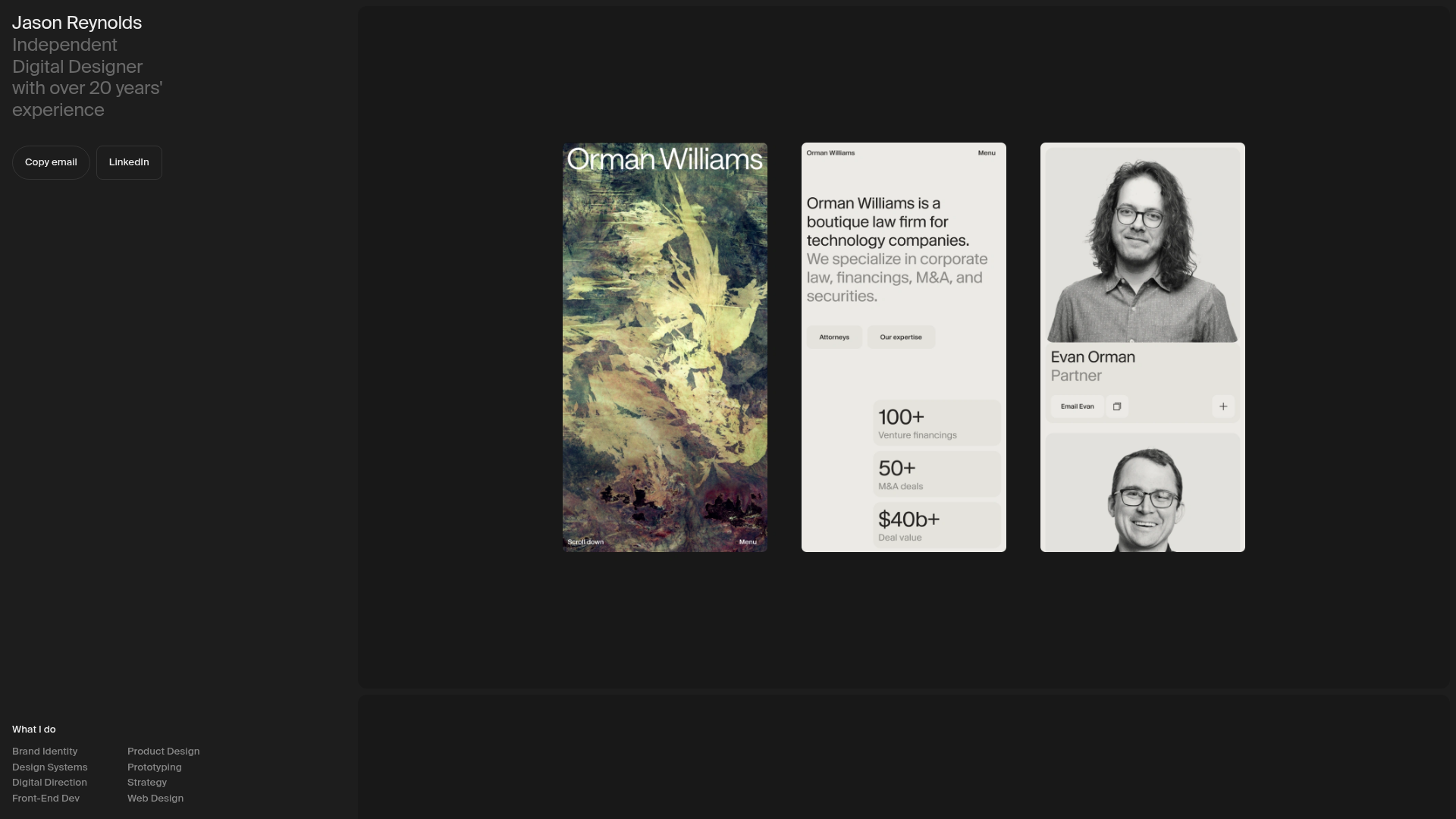 Jason Reynolds Designer Portfolio Layout