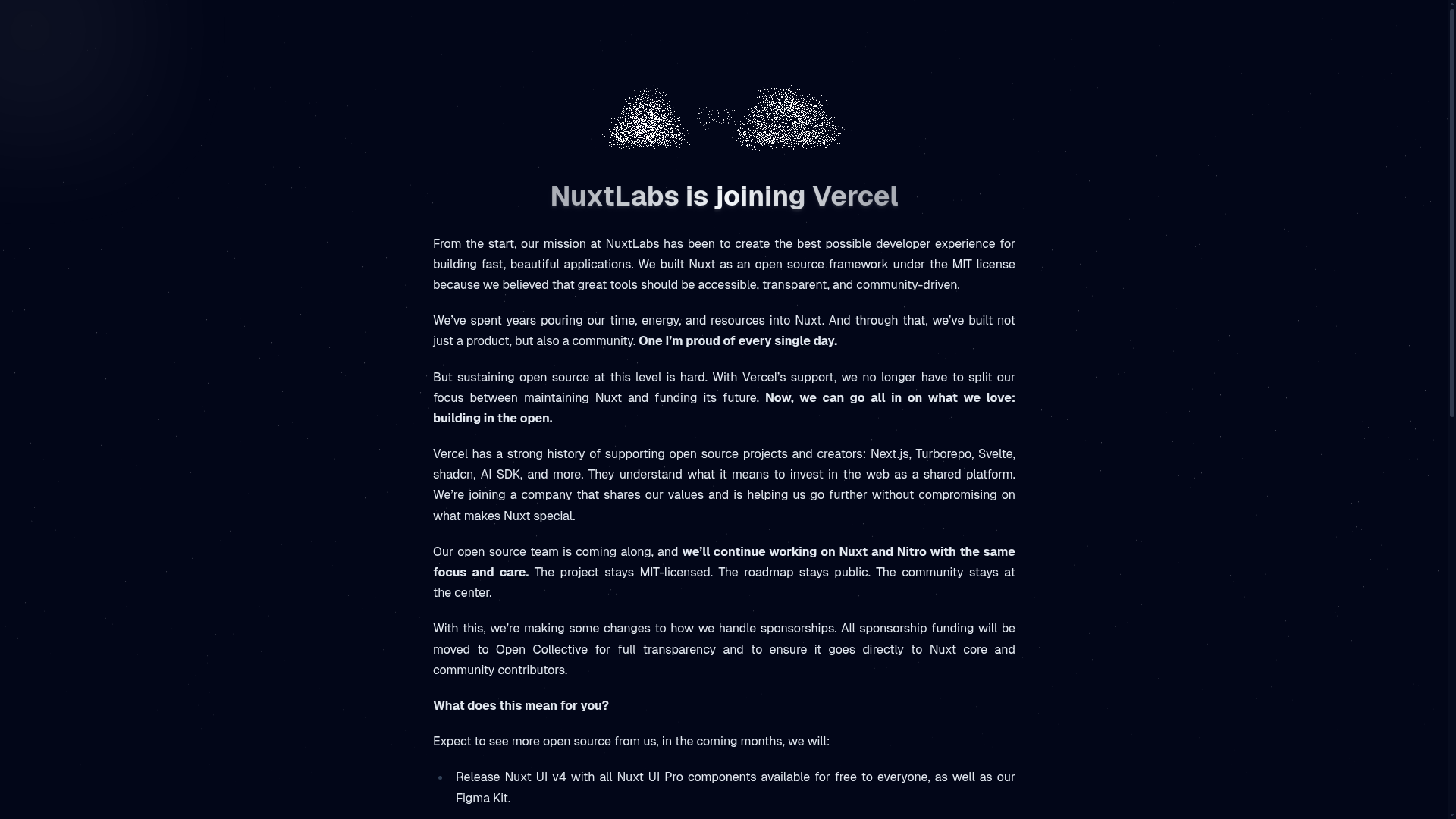 NuxtLabs Company Announcement Landing Page