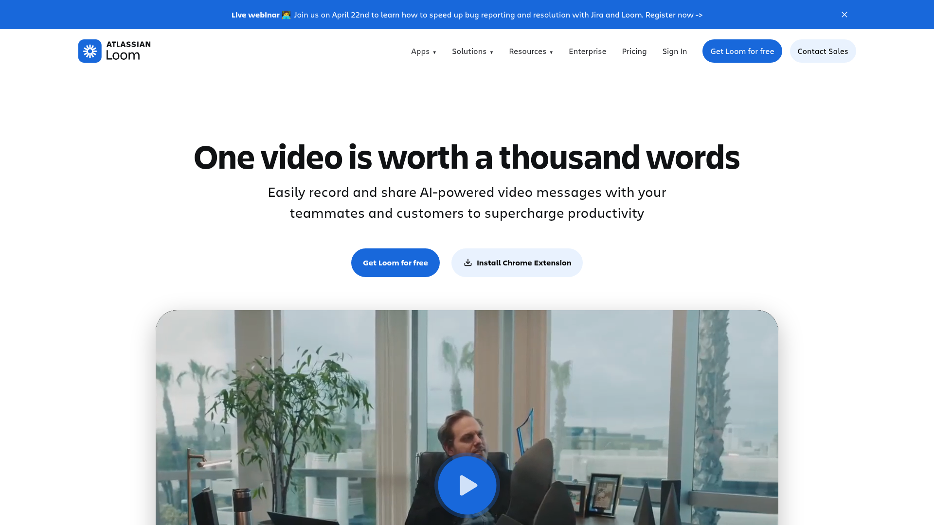 Loom AI Video Hero Page