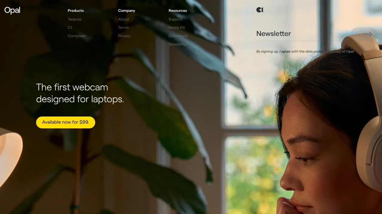Opal Camera Tech Showcase Landing Page