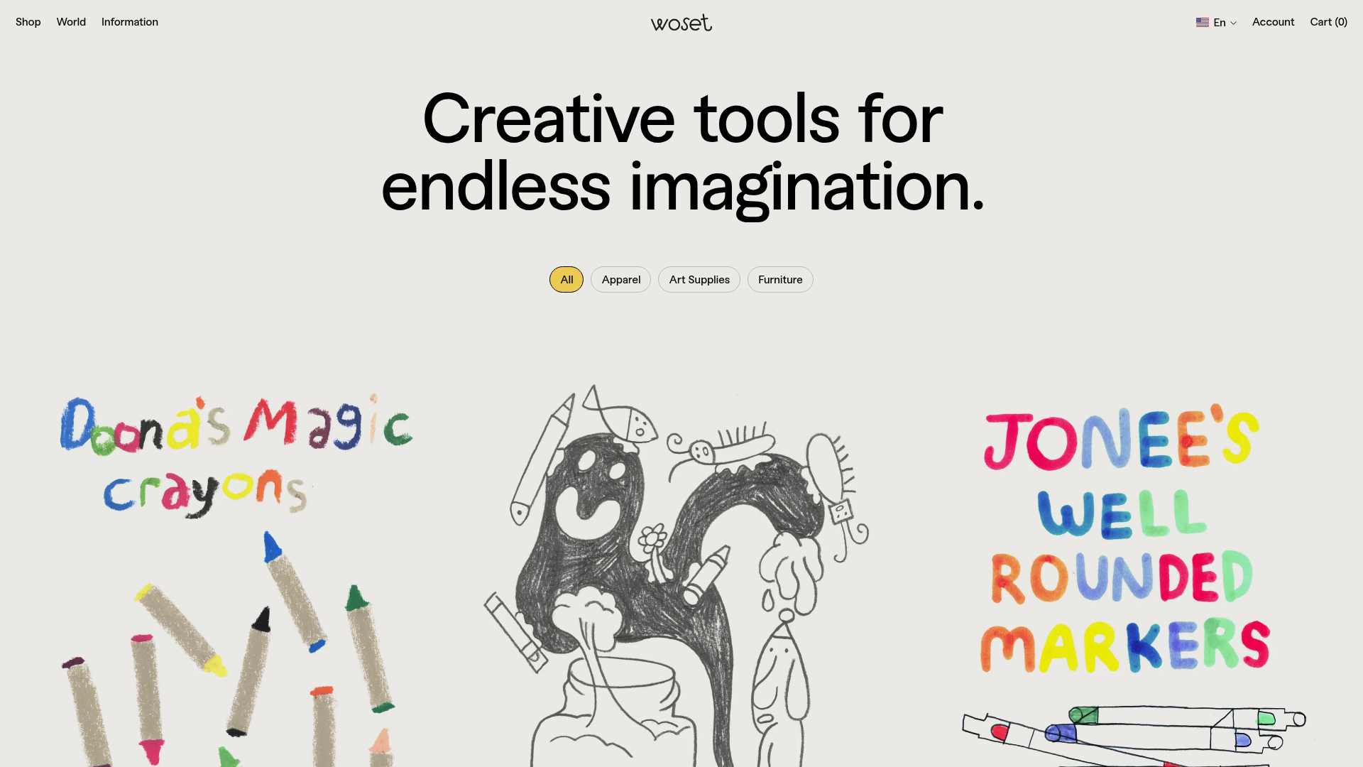 Woset Illustrative E-commerce Product Grid