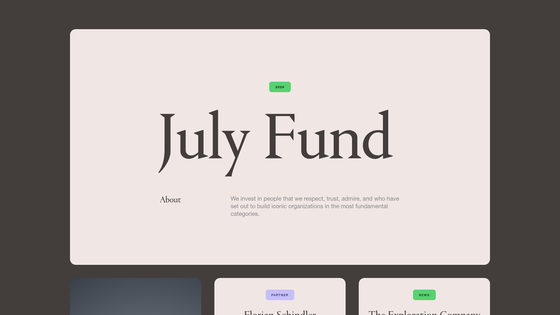 July Fund Bento Grid Portfolio
