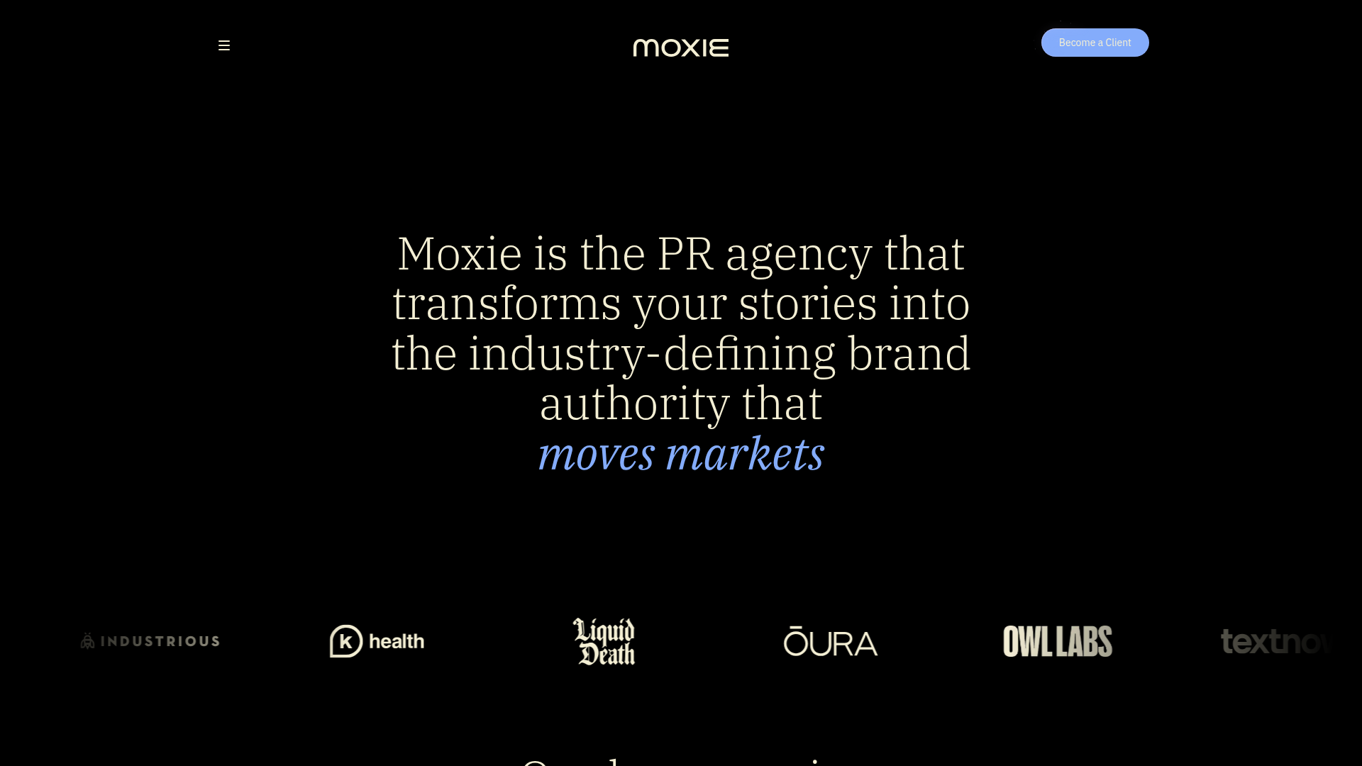 Moxie PR Agency Landing Page