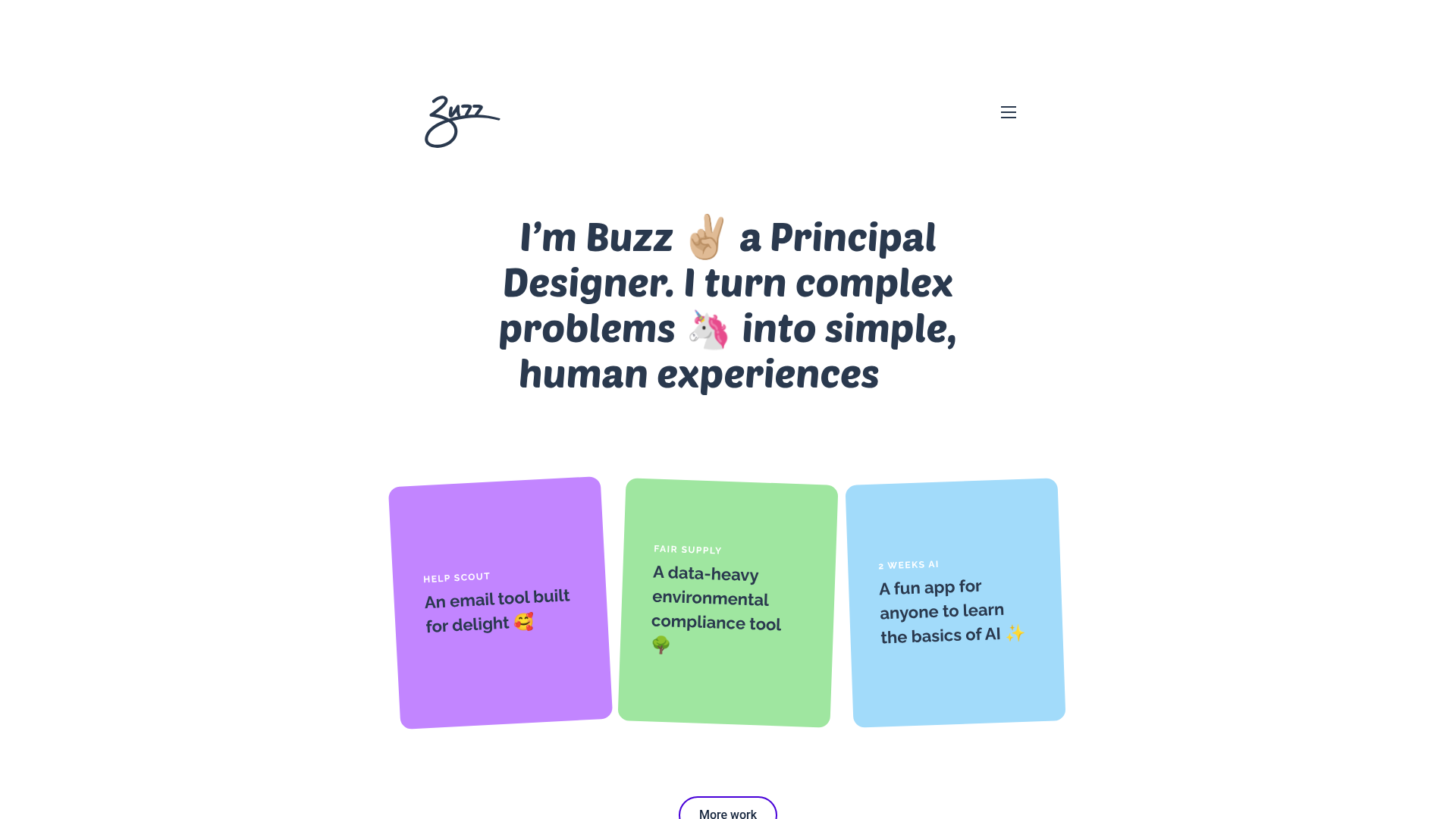 Buzz Usborne Designer Portfolio Landing