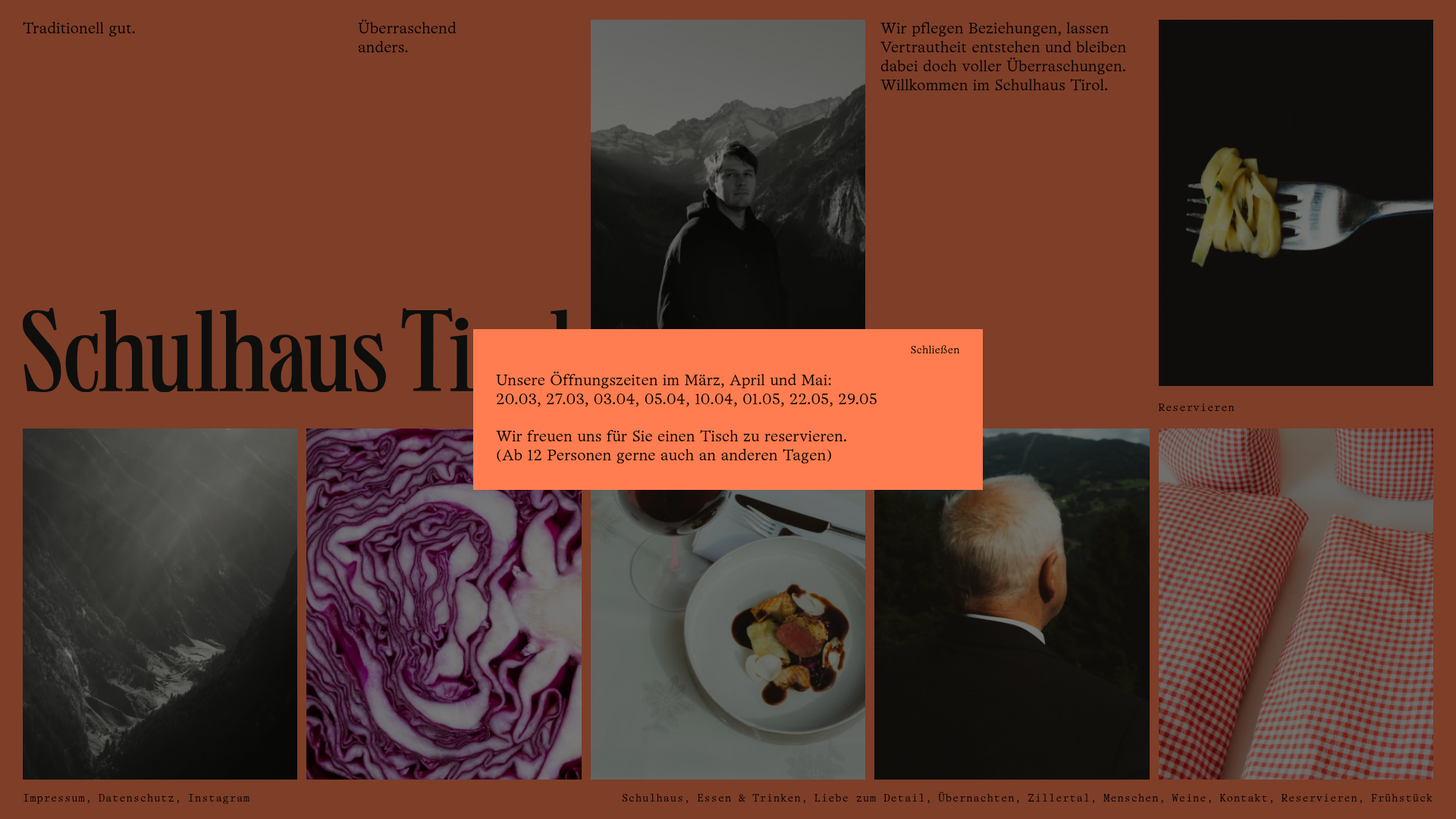 Schulhaus Tirol Restaurant Grid Layout