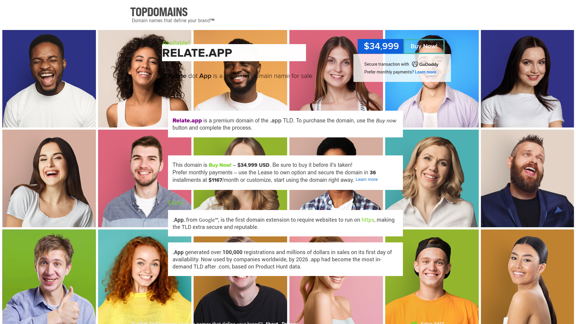 Relate.app Domain Sales Landing Page