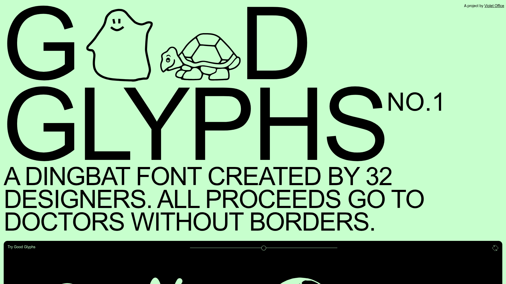 Good Glyphs Font Showcase Landing Page