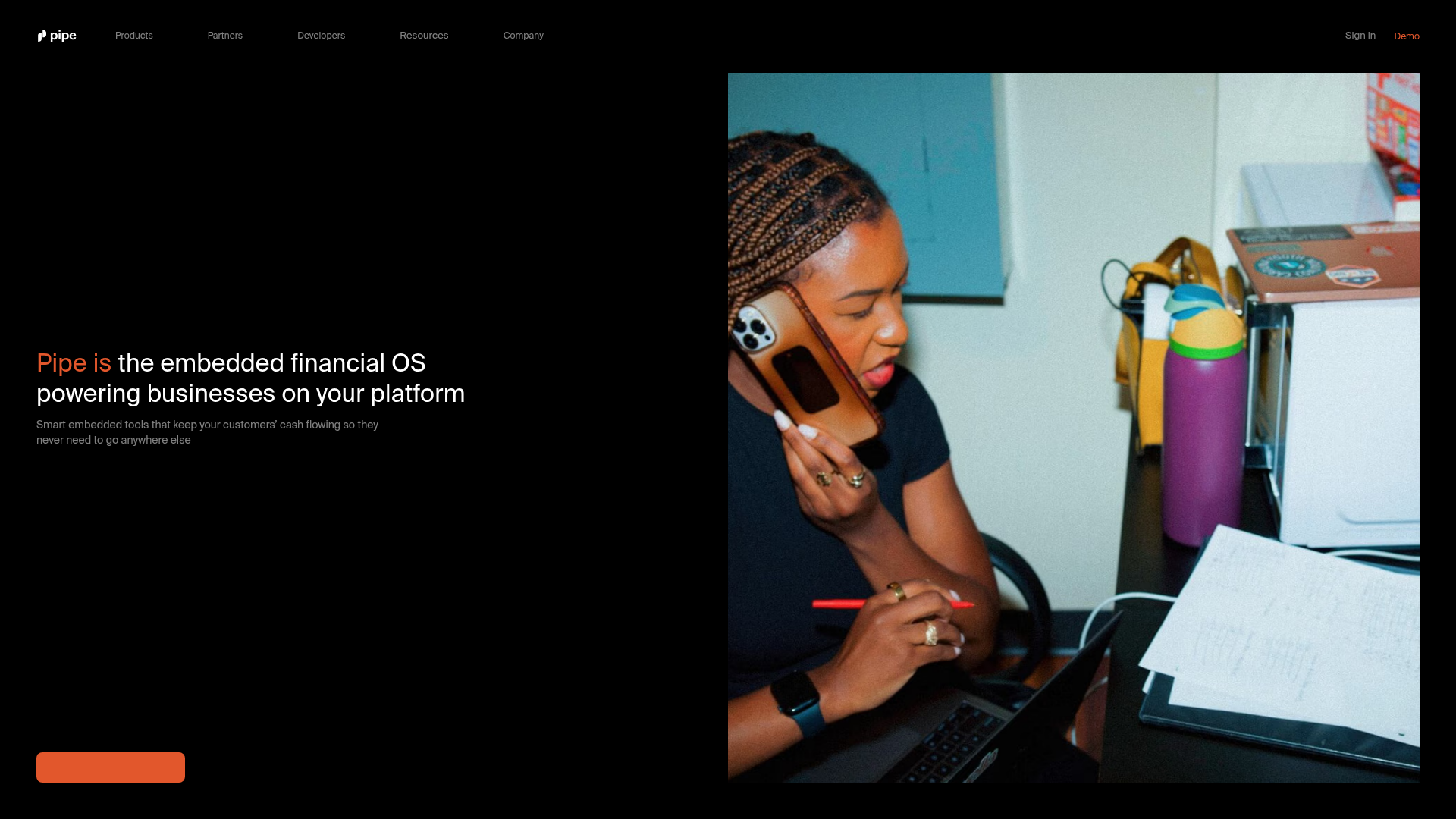 Pipe Fintech SaaS Landing Page