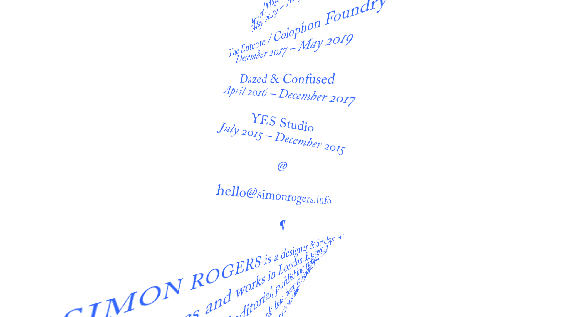 Simon Rogers Rotating Text Portfolio