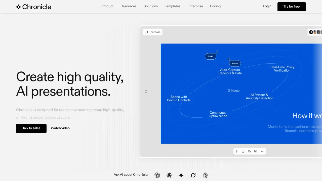 Chronicle AI Presentation Landing Page