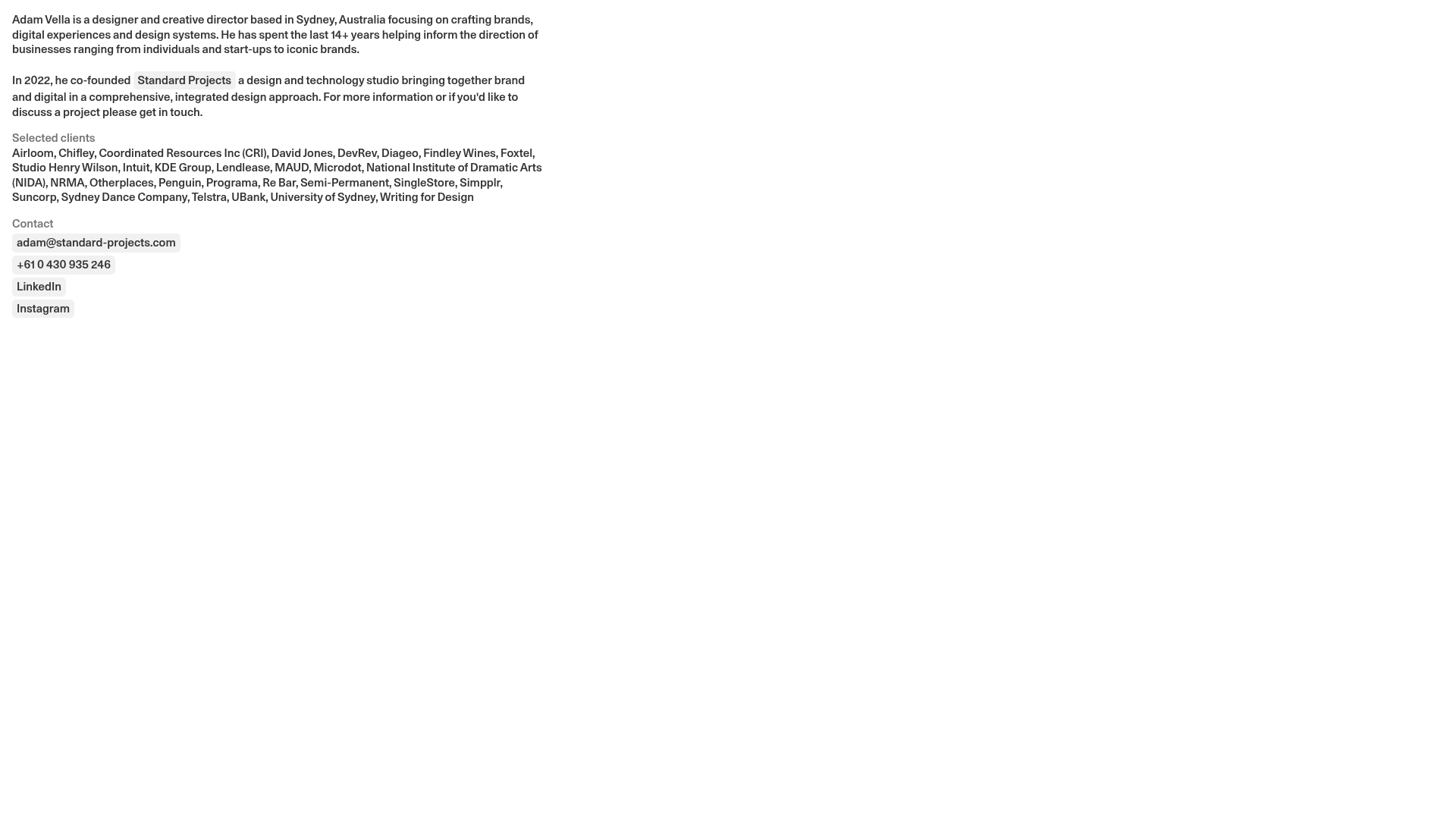 Adam Vella Minimalist Design Portfolio