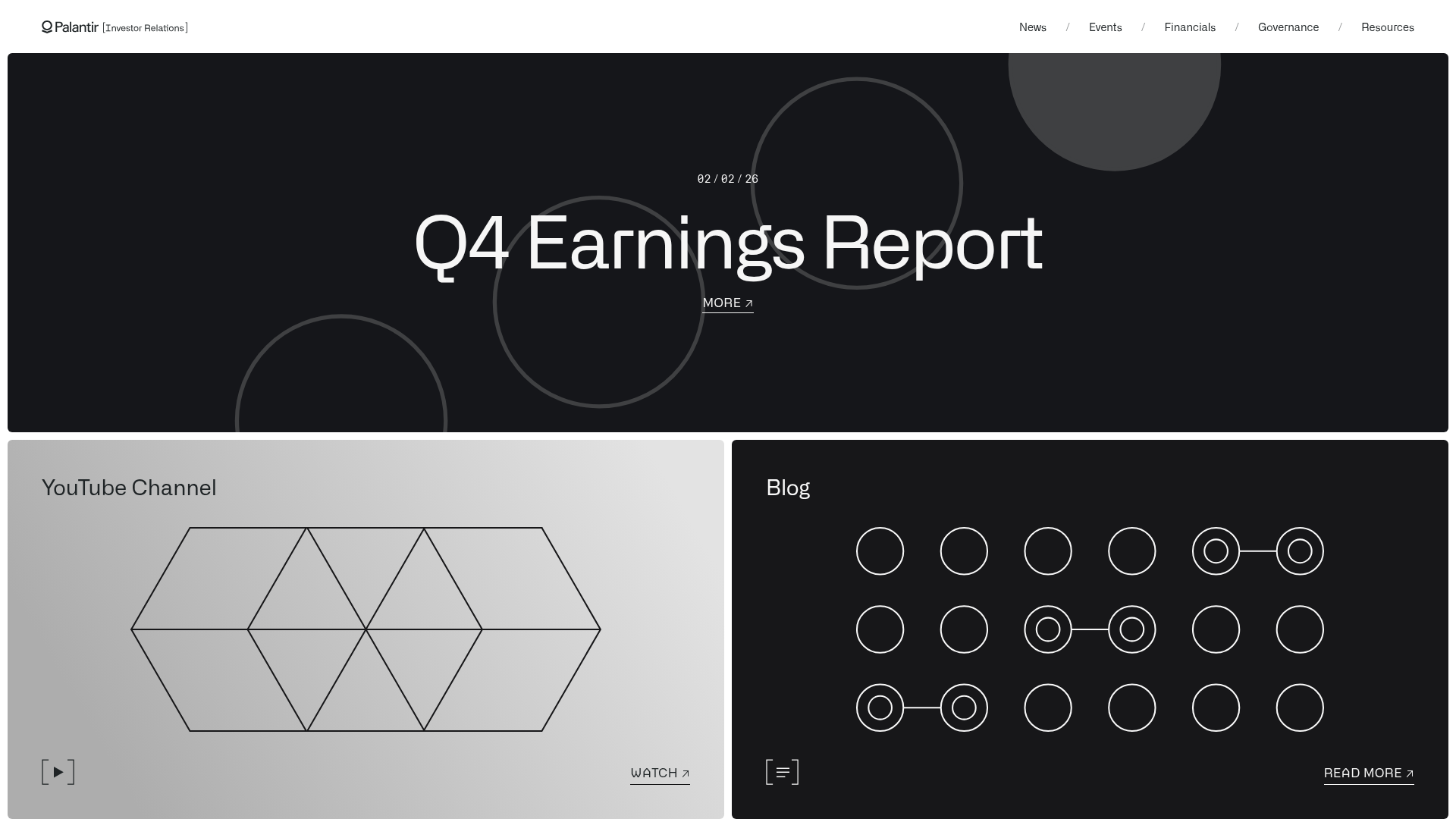 Palantir Investor Relations Minimal Portal